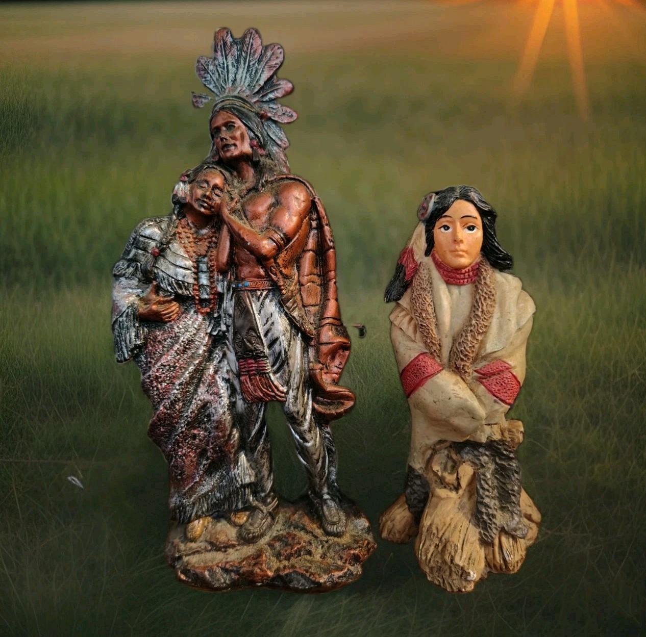 ​Young\'s Inc American Frontier Collection Native American Chief & Maiden+Squaw 