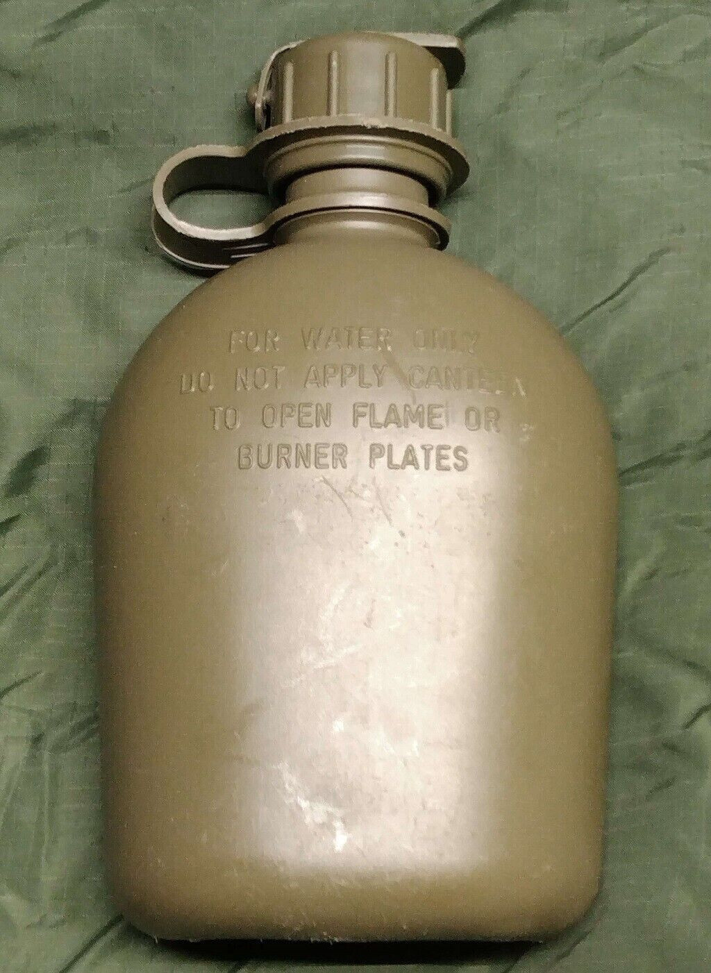 US Military 1 Quart Canteen Hard Plastic w/ NBC Cap OD Green 1QT Army VGC