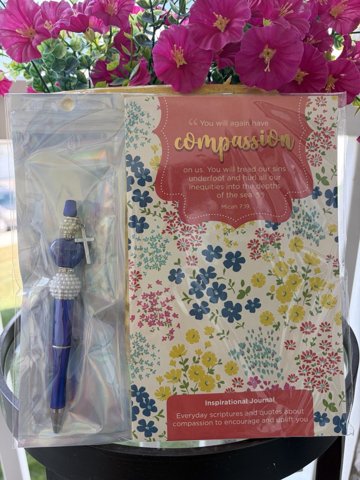 Inspirational Stationary Compassion Journal Handmade Writing Pen Set Micah 7:19