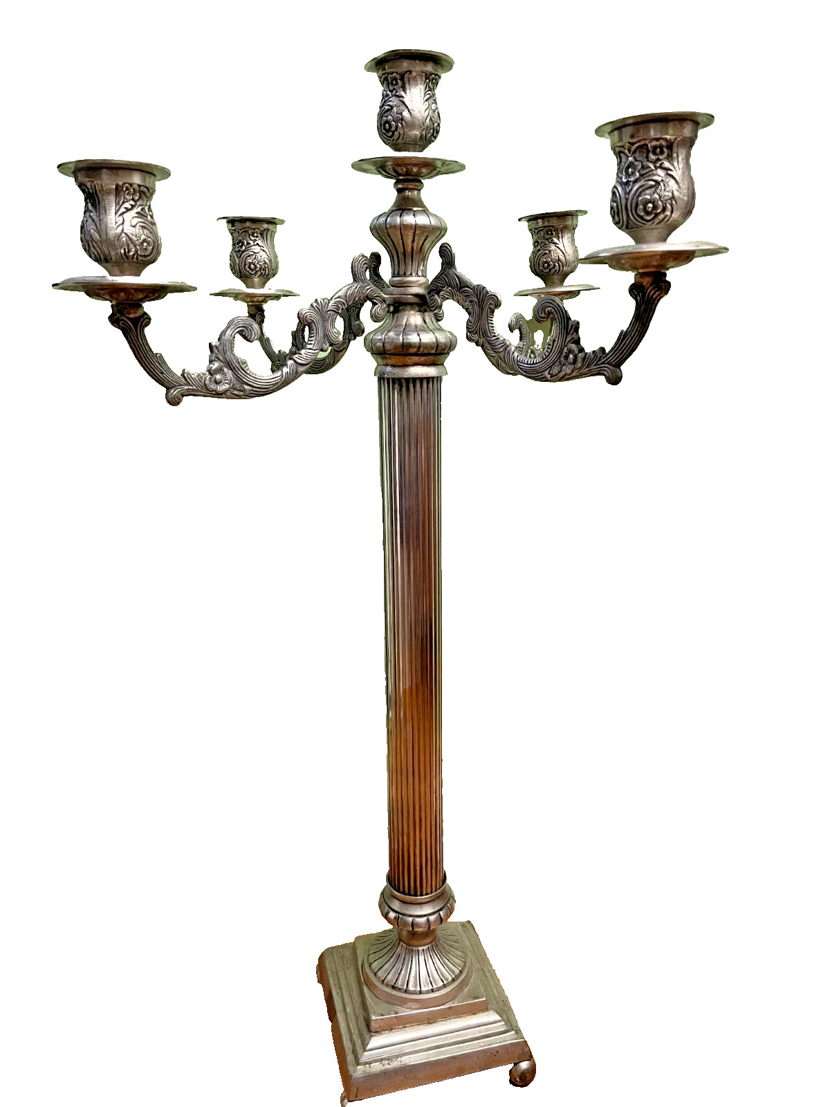 Magnificent Victorian Style  Silver Plated Floor Candelabra 32x28 Inches---WOW