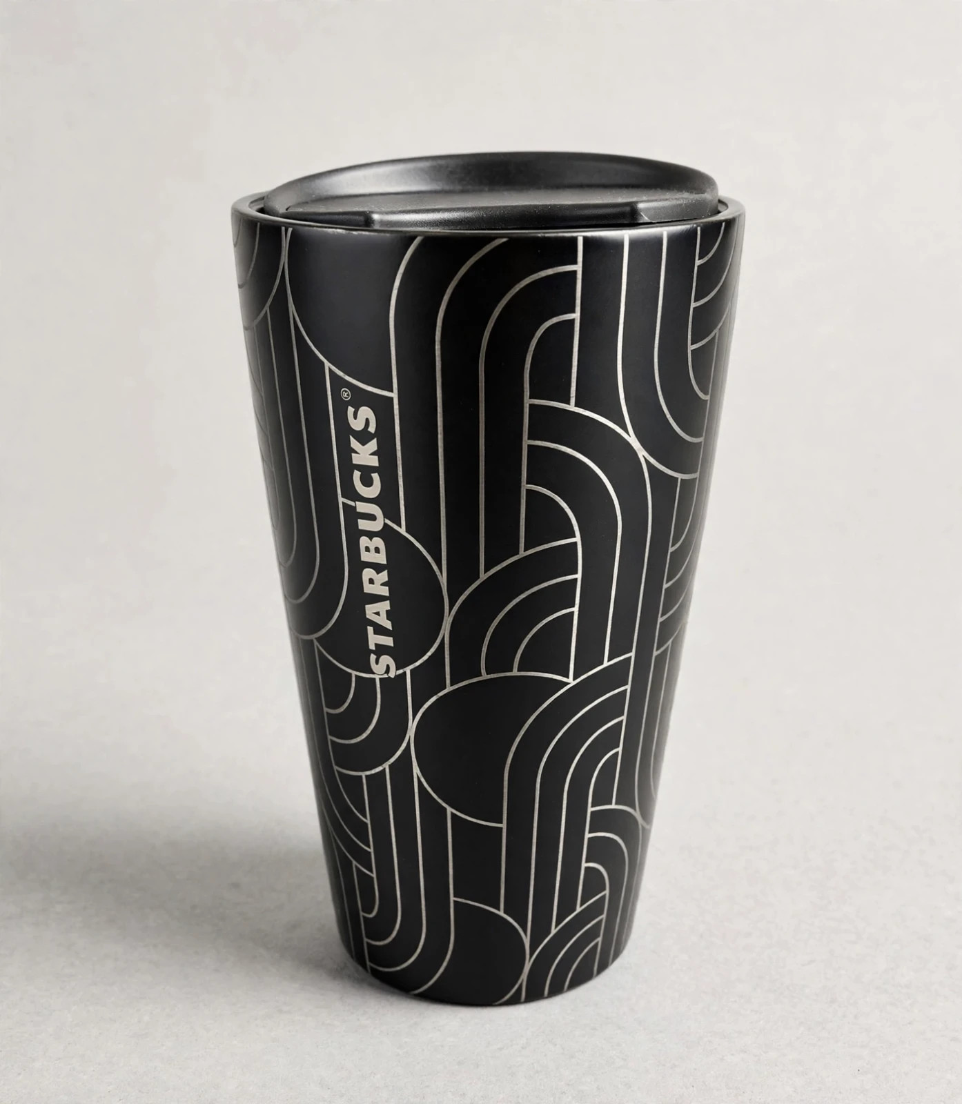STARBUCKS Fall 2020 BLACK GEOMETRIC GEO ETCHED 12 oz CERAMIC TUMBLER Travel Mug STARBUCKS Fall 2020 BLACK GEOMETRIC GEO ETCHED 12 oz CERAMIC TUMBLER Travel Mug