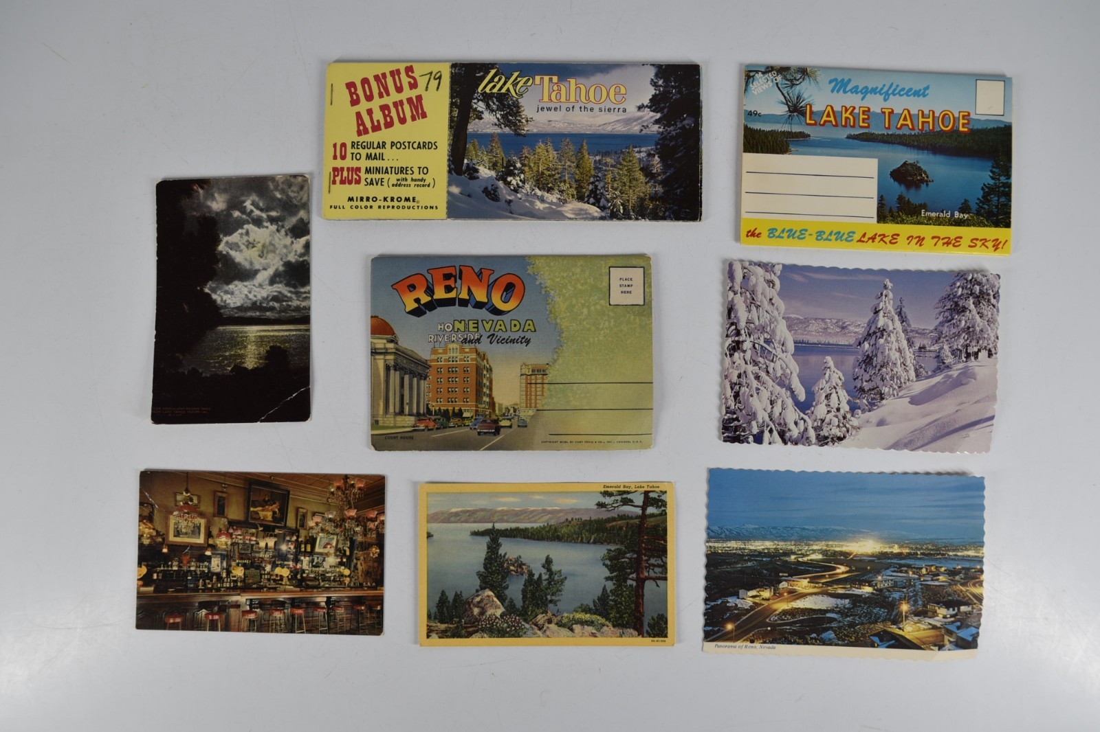 Vintage Lake Tahoe Reno Postcard Lot Scenic Sierras California Souvenir Travel