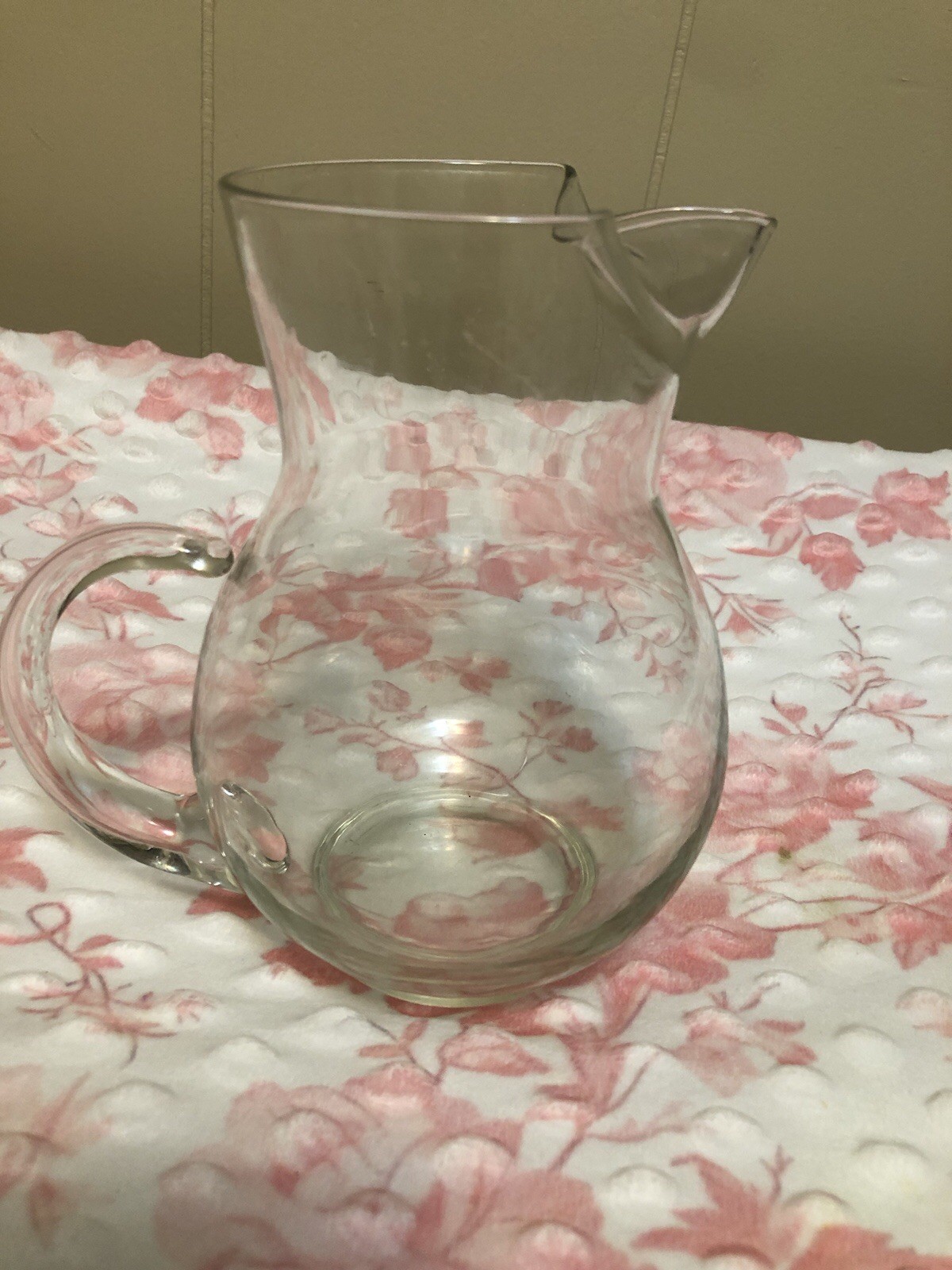 Vintage Handblown Small Glass Pitcher w/ Handle Vintage Handblown Small Glass Pitcher w/ Handle