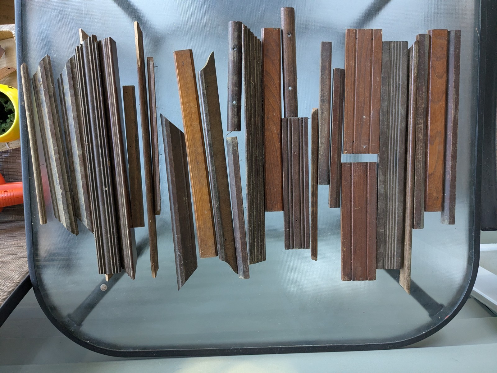 Large Box Lot Of Small Diverse Salvaged Antique American Walnut Moldings Lot G
