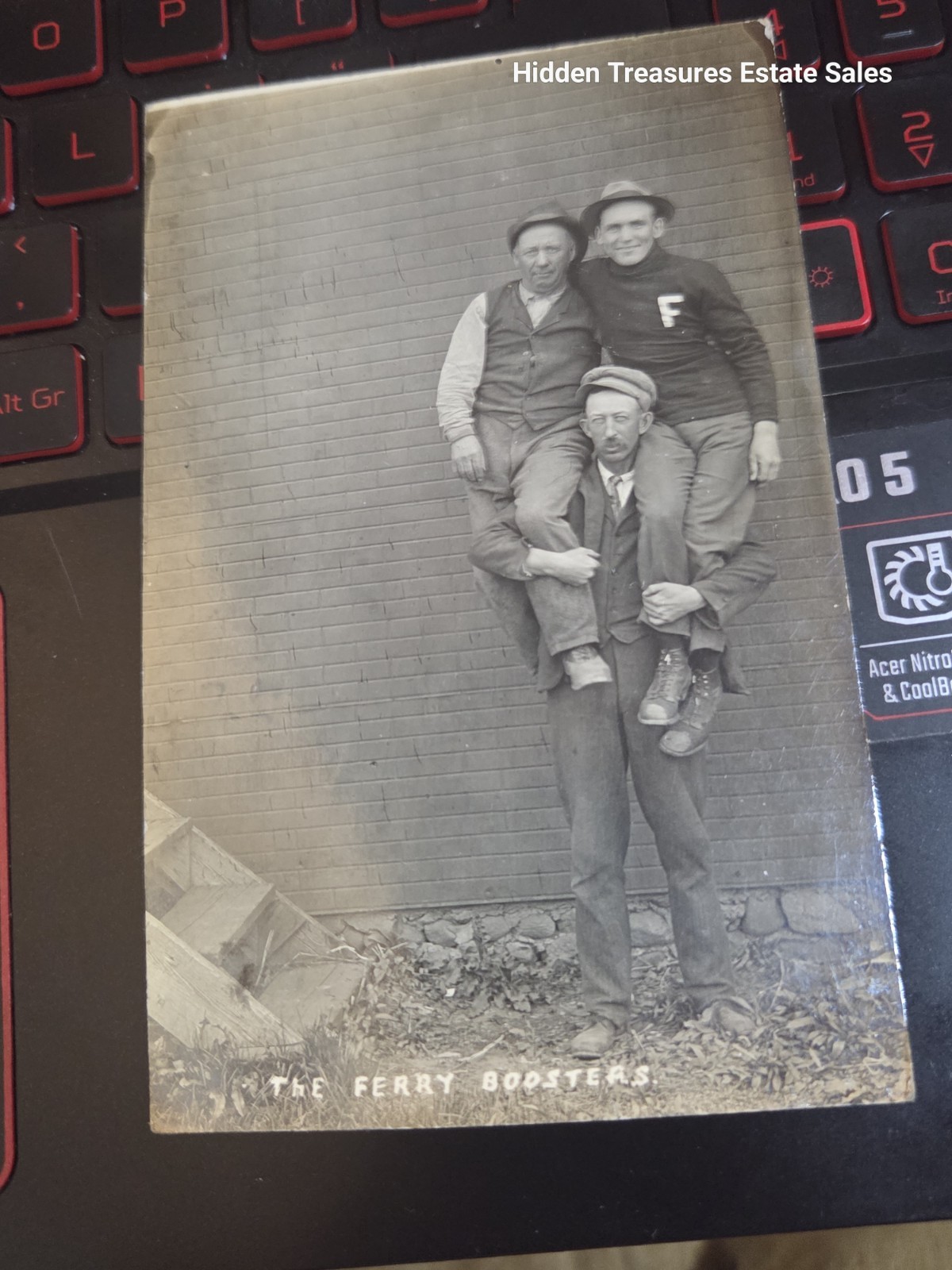 1912 Fremont, Michigan Ferry Boosters RPPC real photo postcard Male Cheerleaders