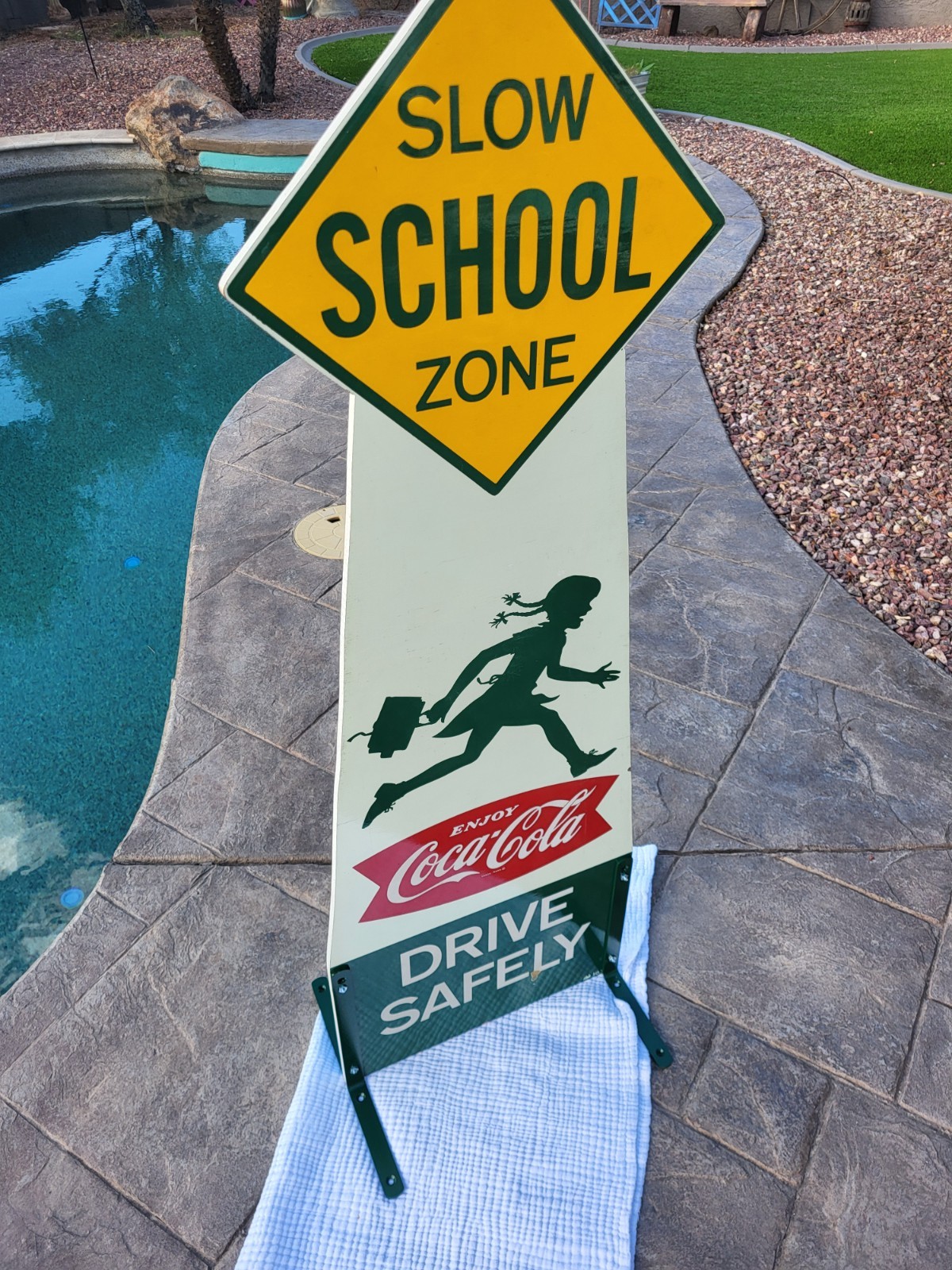 COCA COLA SCHOOL ZONE WOOD SIGN COKE RARE CONDITION ALLEN MORRISON 1950S COCA COLA SCHOOL ZONE WOOD SIGN COKE RARE CONDITION ALLEN MORRISON 1950S