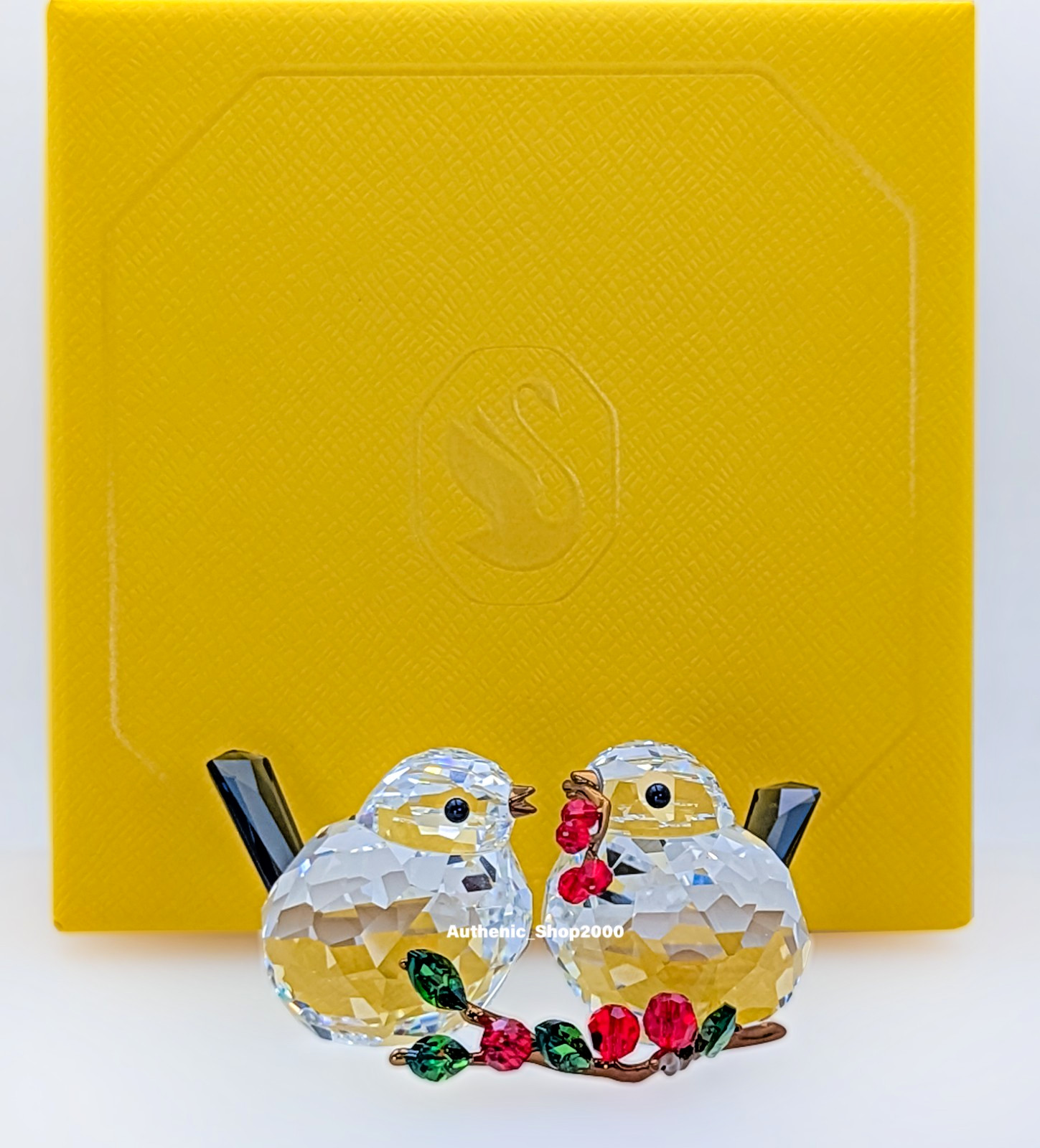 NIB 100% SWAROVSKI Idyllia Bird Couple Stand Berries Crystal Figurine 5701371