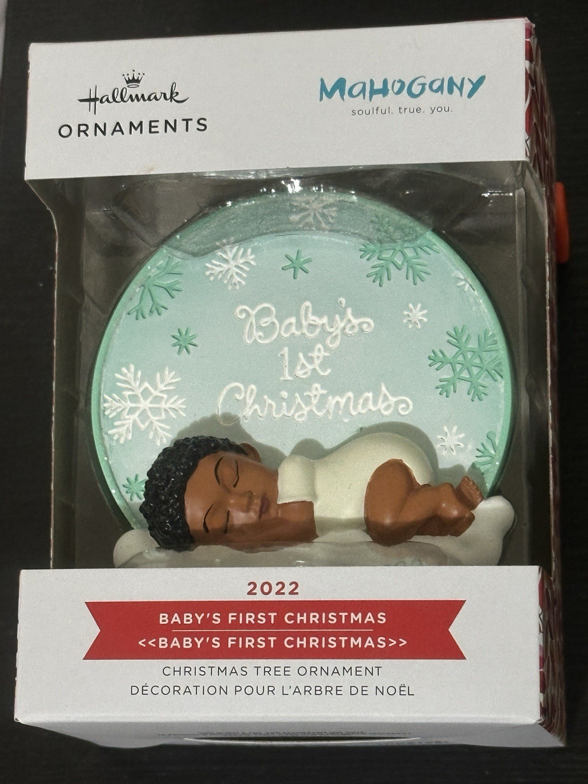 Hallmark Mahogany Baby\'s First Christmas 2022 Christmas Ornament In Box Hallmark Mahogany Baby\'s First Christmas 2022 Christmas Ornament In Box