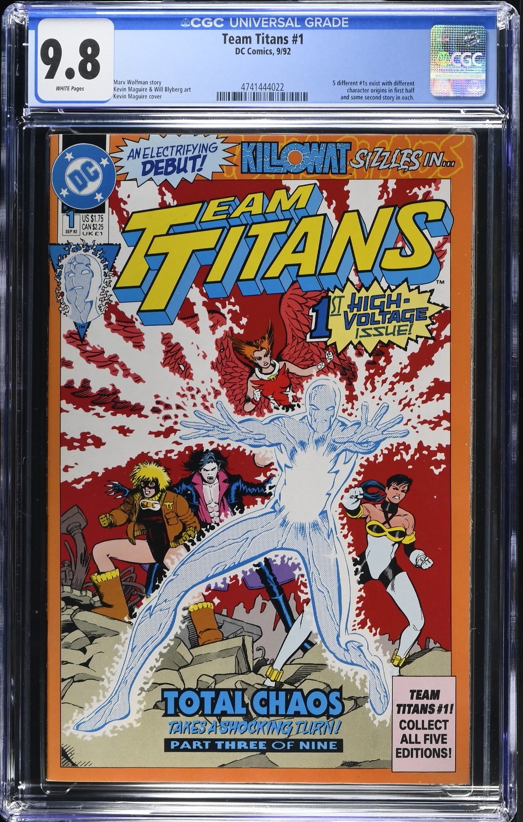 ⚡ Team Titans #1 CGC 9.8 WP DC 1992 Killowat Cover 1 of Only 2 CGC 9.8s