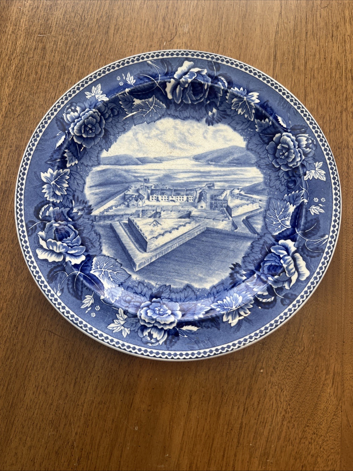 Wedgwood Fort Ticonderoga On Lake Champlain Souvenir Plate Blue 9 1/4 Inch Rare