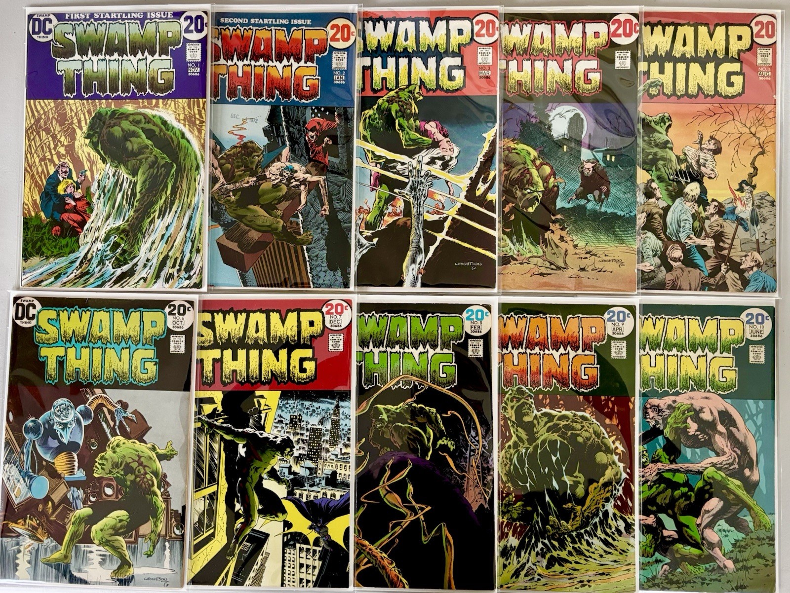 1972 SWAMP THING 1-10 ALL 1st Prints Full WRIGHTSON Run 1 2 3 4 5 6 7 8 9 10Lot 