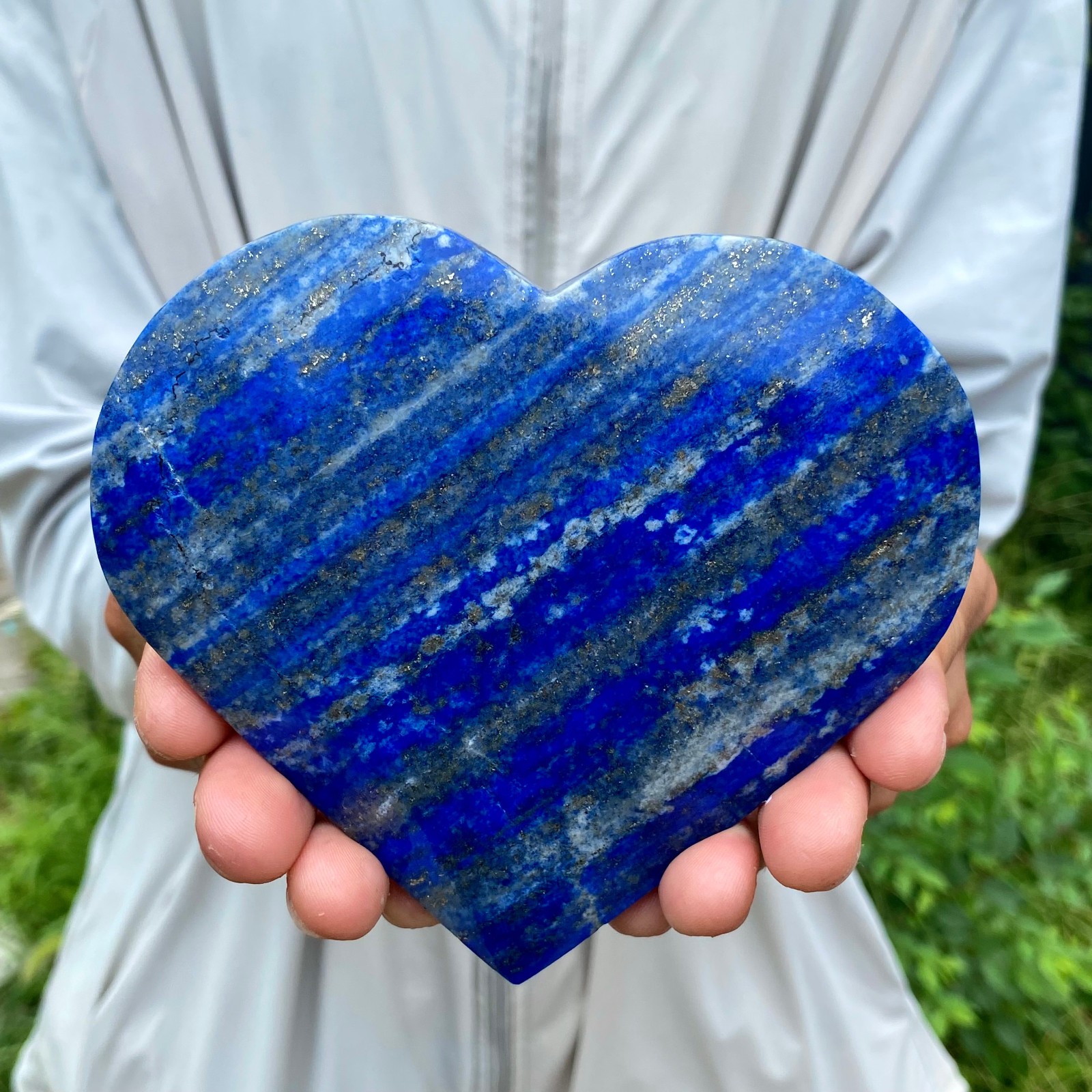 486G Natural Lapis Lazuli Heart Crystal Energy Healing Wealth Attraction Decor