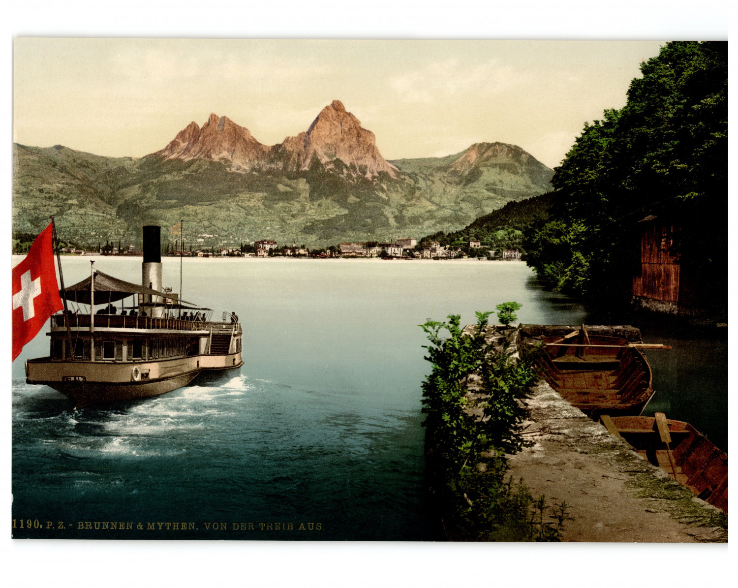 Switzerland, Lake Lucerne, fountain, myths, from the drift vintage photo