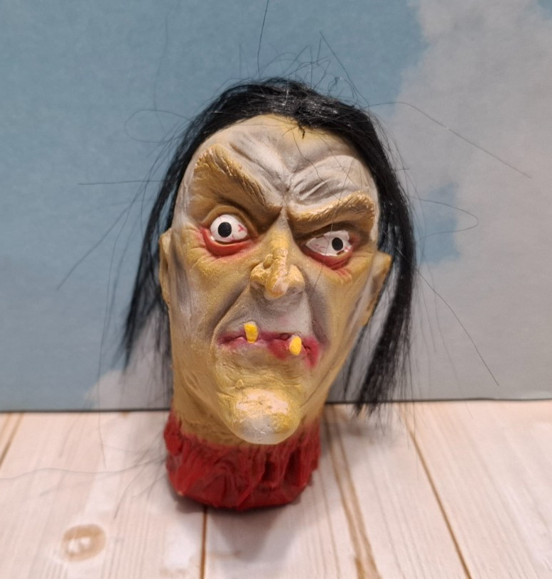 Vintage Mini 4” Rubber Witch Head Creepy Halloween Prop