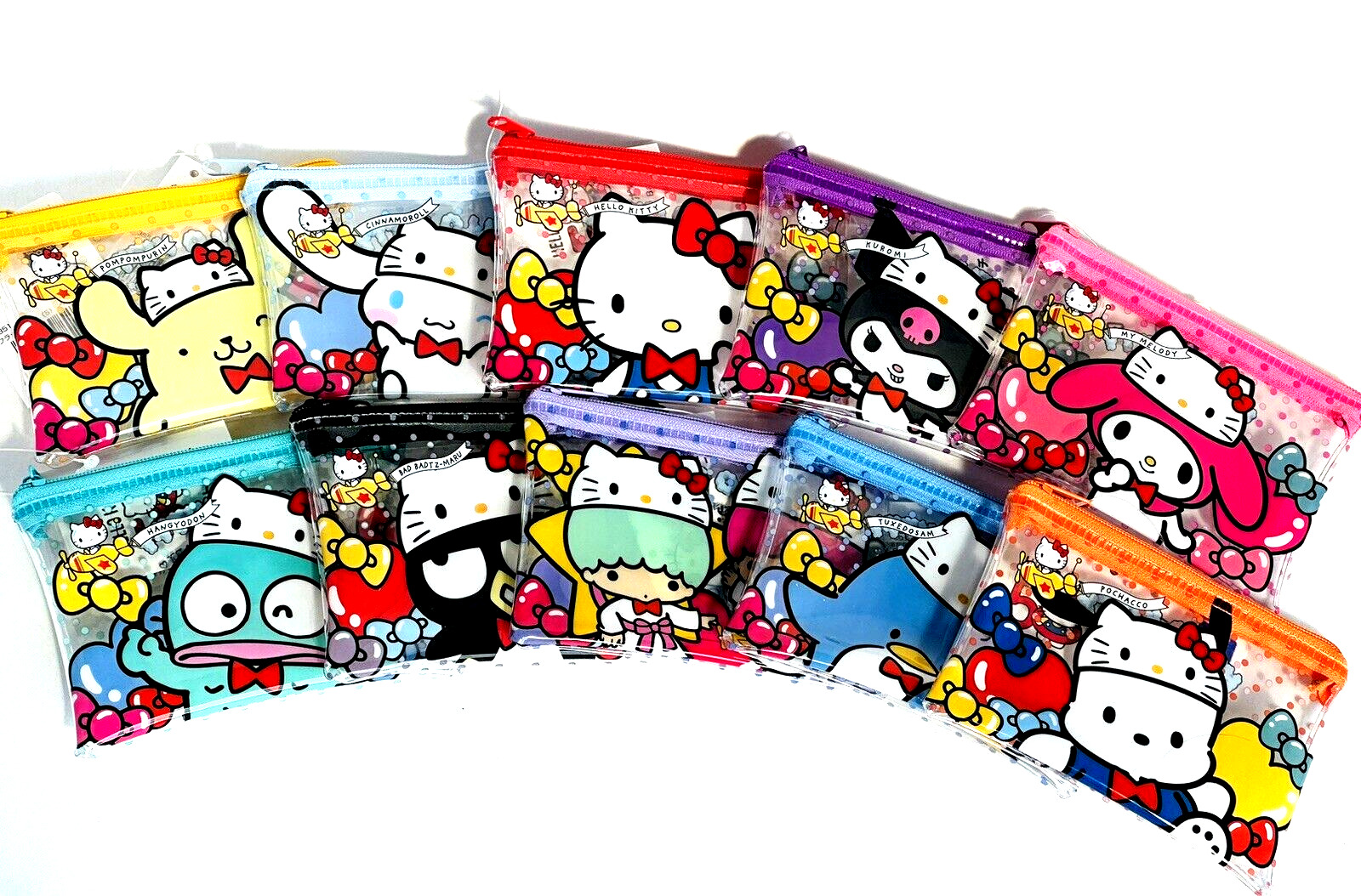 Sanrio All 10 Characters Hello Kitty 50Th Anniversary Flat Pouch Japan
