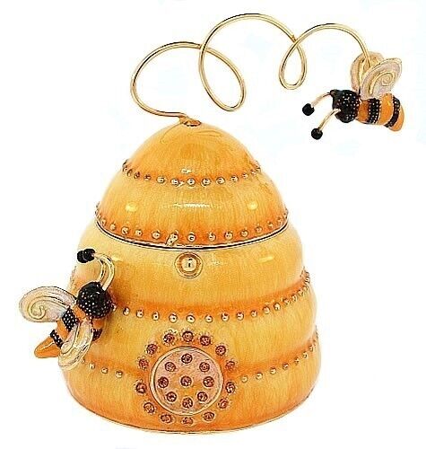 Kubla Craft Bejeweled Enameled Trinket Box: Bee Hive Box, Item# 3439