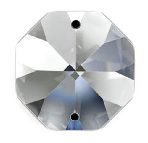 Set of 96 - 18 mm  Asfour Crystal 1080 Clear Octagon Crystal Prisms - 2 Holes