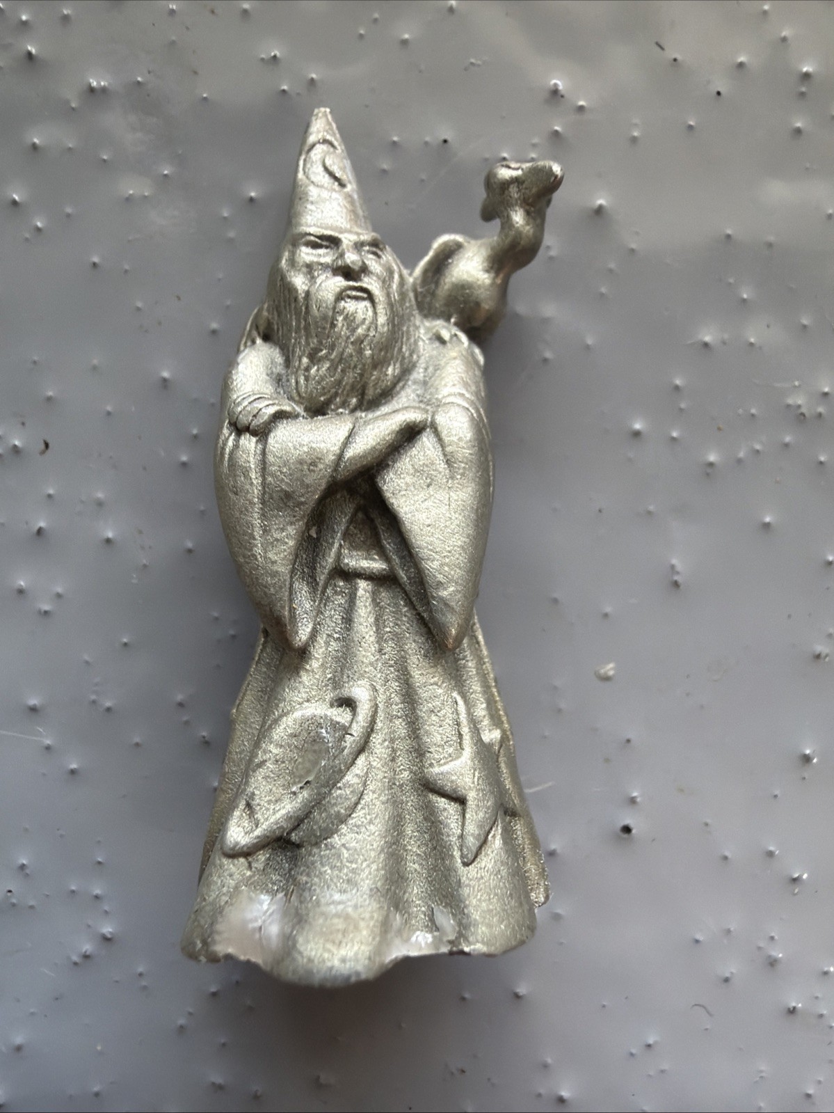 VINTAGE SMALL CUTERI PEWTER WIZARD FIGURINE MEDIEVAL DESIGN NR Dragon
