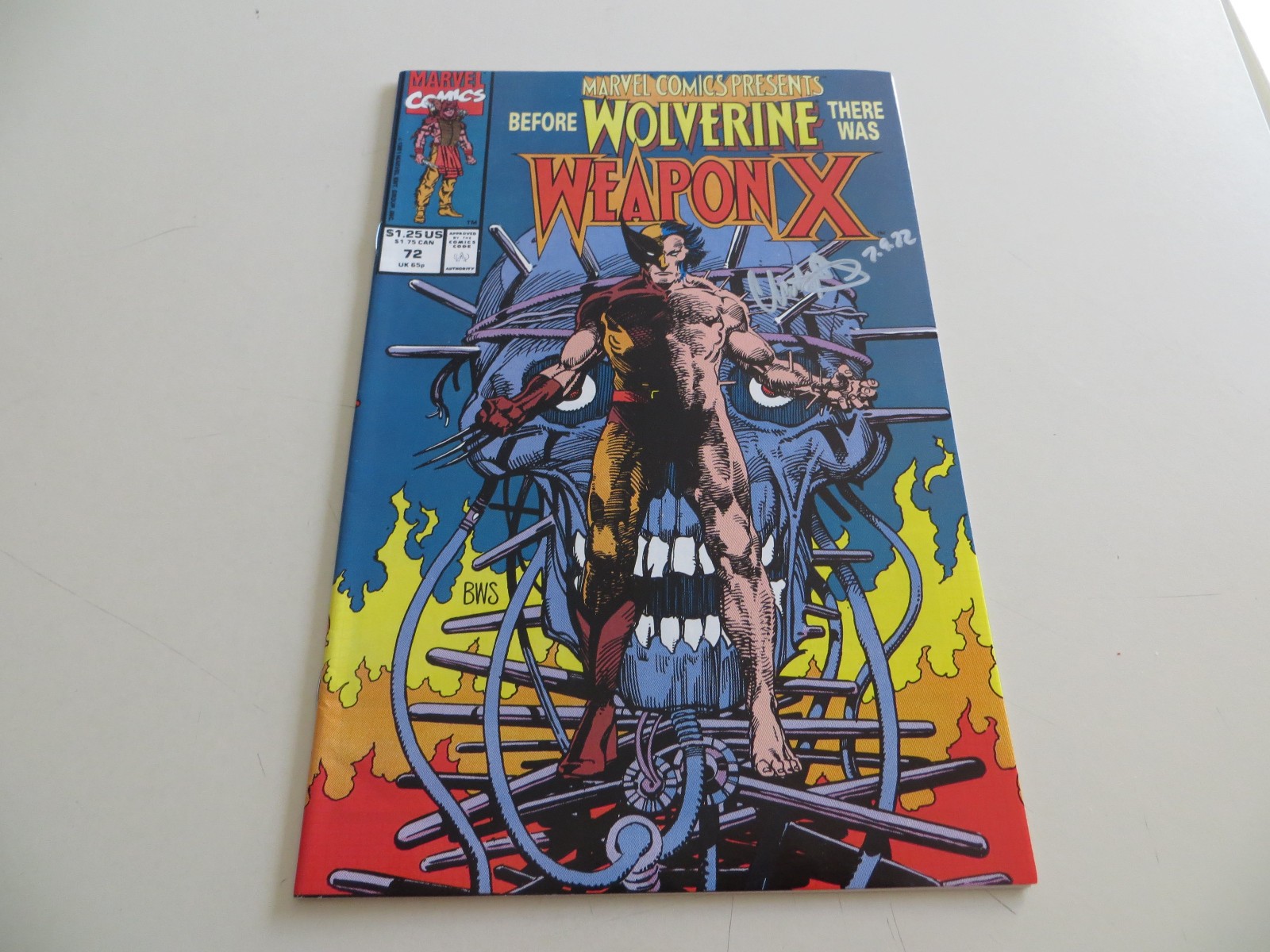 1991 VINTAGE MARVEL COMICS PRESENTS # 72 WEAPON X ORIGINS SIGNED CHRIS IVY, COA