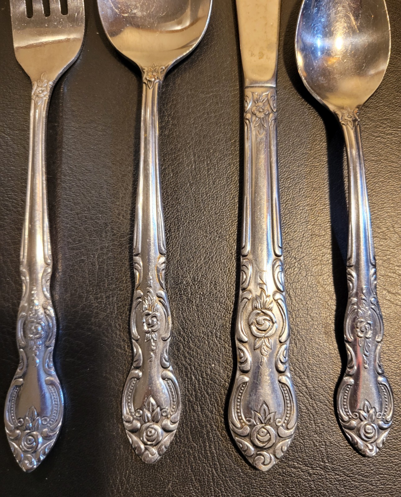 Vtg Mid-Century 41 Ct  Imperial International Rose Floral Stainless Flatwear
