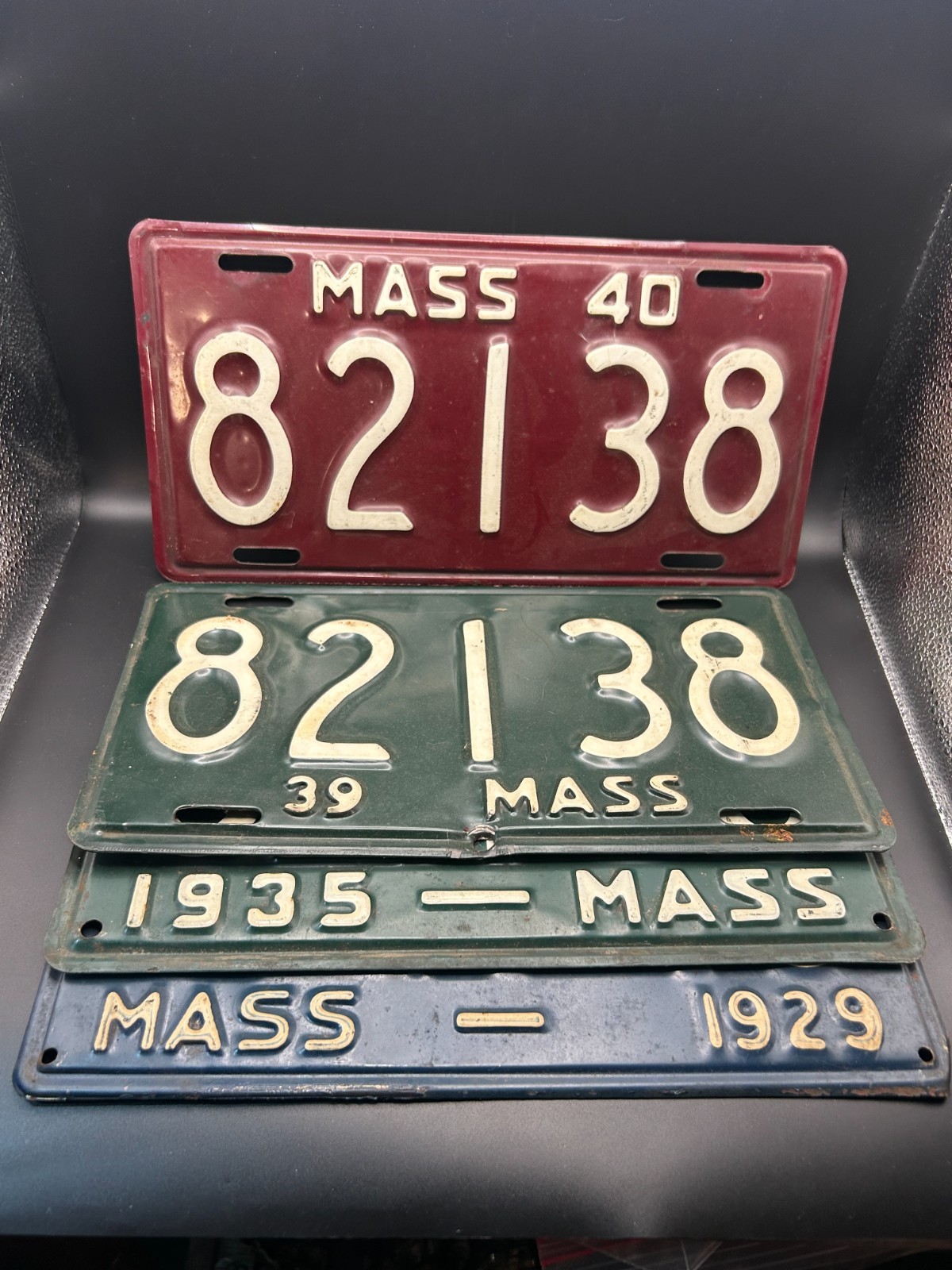 Lot *4* 1929-1940 Massachusetts License Plates Tag# 82138 + 82148 Lot *4* 1929-1940 Massachusetts License Plates Tag# 82138 + 82148