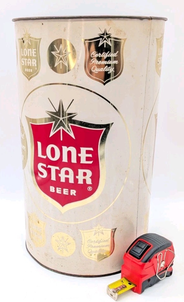 Vintage Lone Star Beer Metal Trash Can Bin or Umbrella Stand - San Antonio Texas