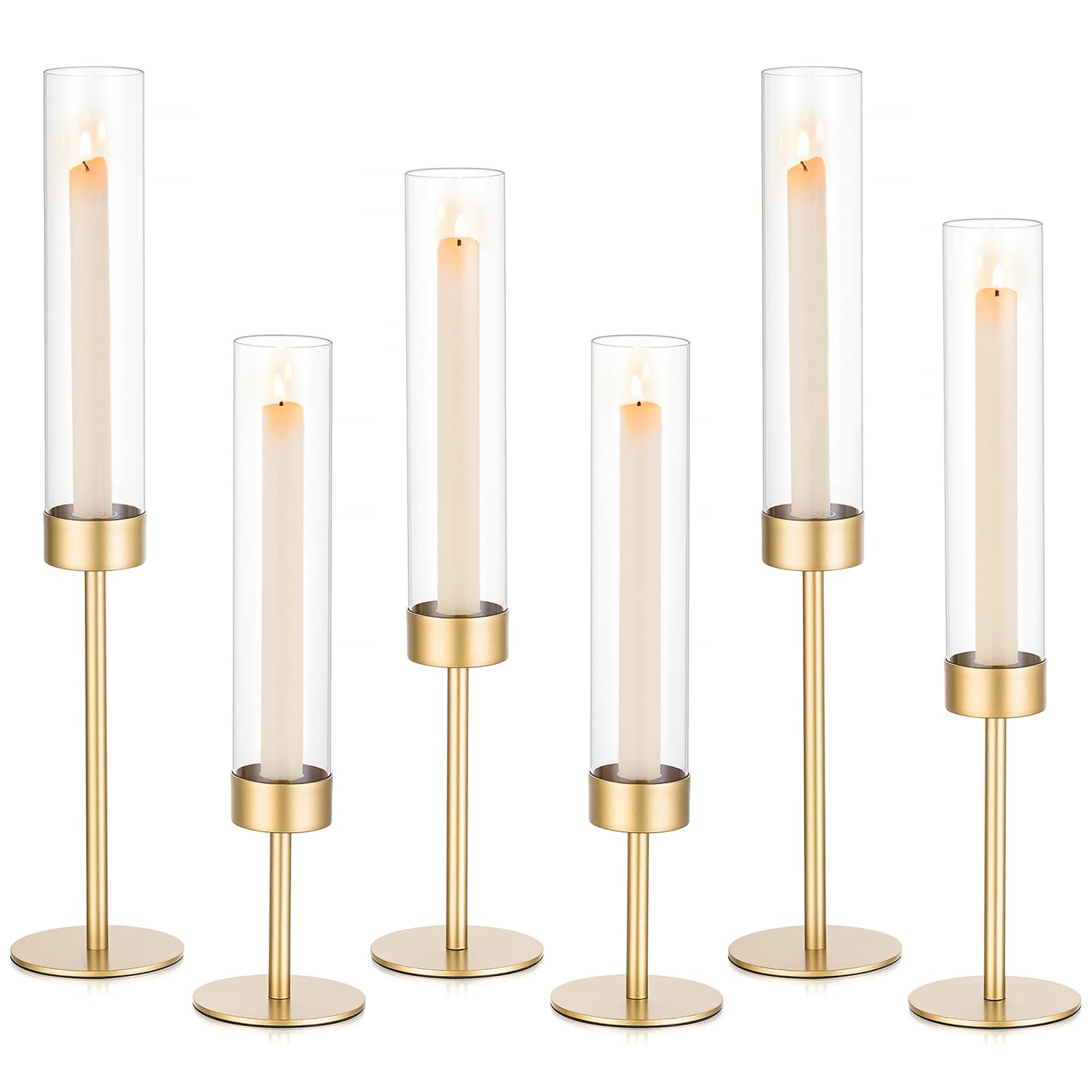 Sziqiqi Hurricane Candle Holders 6 Pcs Gold for Wedding Christmas