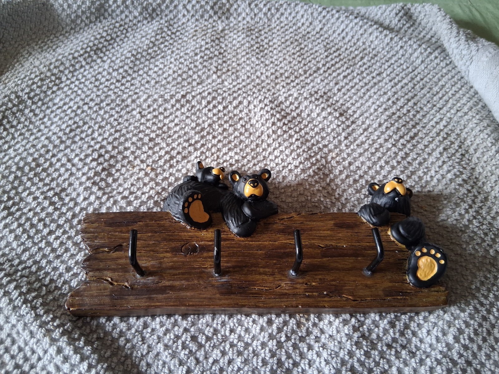 Cute Demdco Bear Key Holder-Jeff Fleming Bearfoots Designer-Resin-6 3/4 x 3 1/2