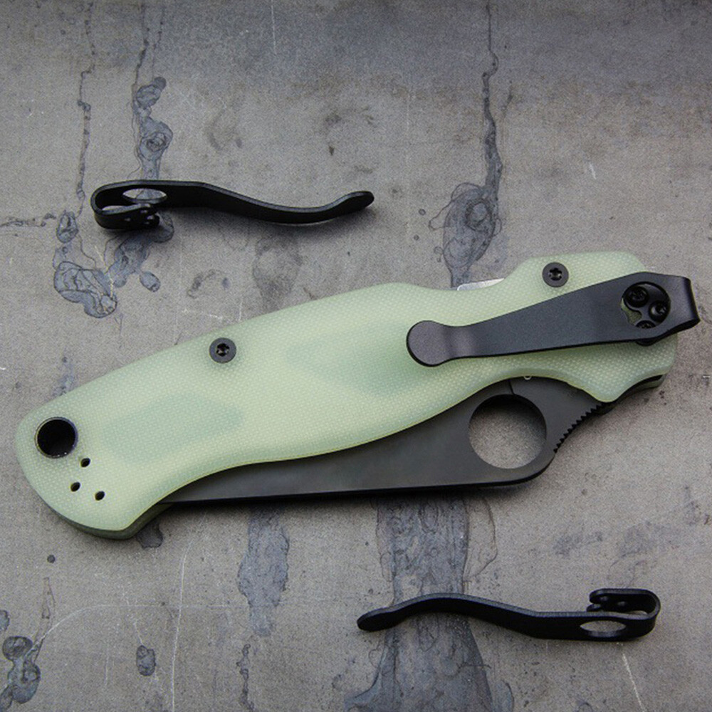 Titanium Deep Carry Pocket Clip For Spyderco Knife Para 2,3 Yojimbo Manix 2 G-10
