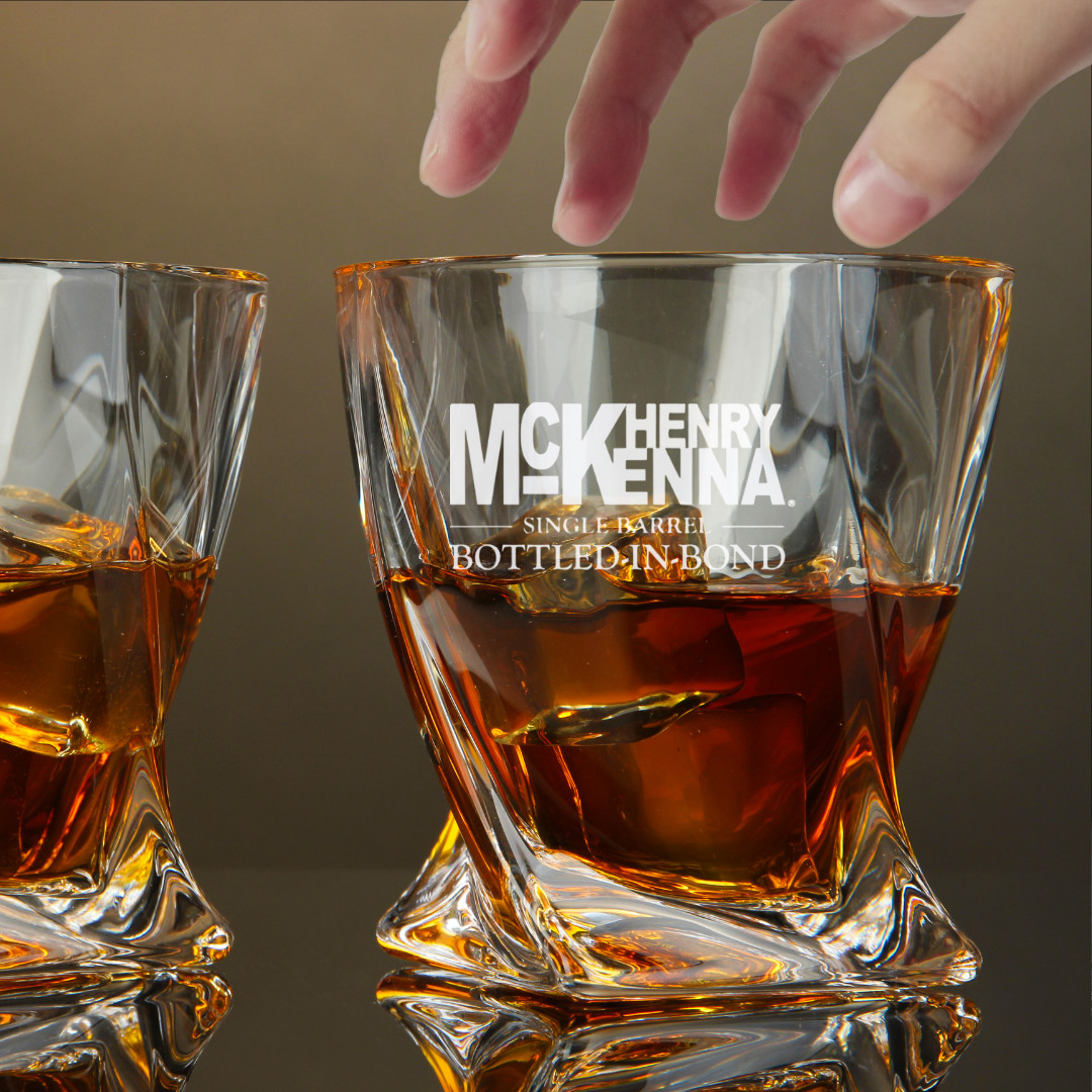 Custom Engraved Henry McKenna Whiskey Glass – 10 oz Twisted Rocks Glass