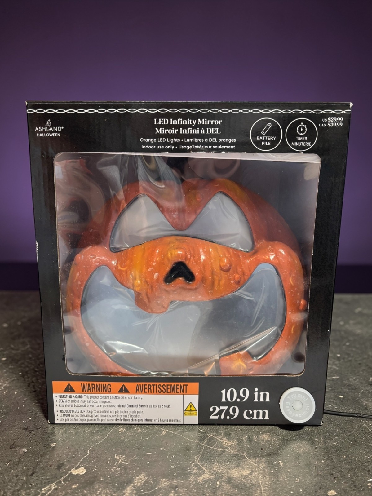 Ashland Halloween LED Infinity Mirror Pumpkin 10.9\