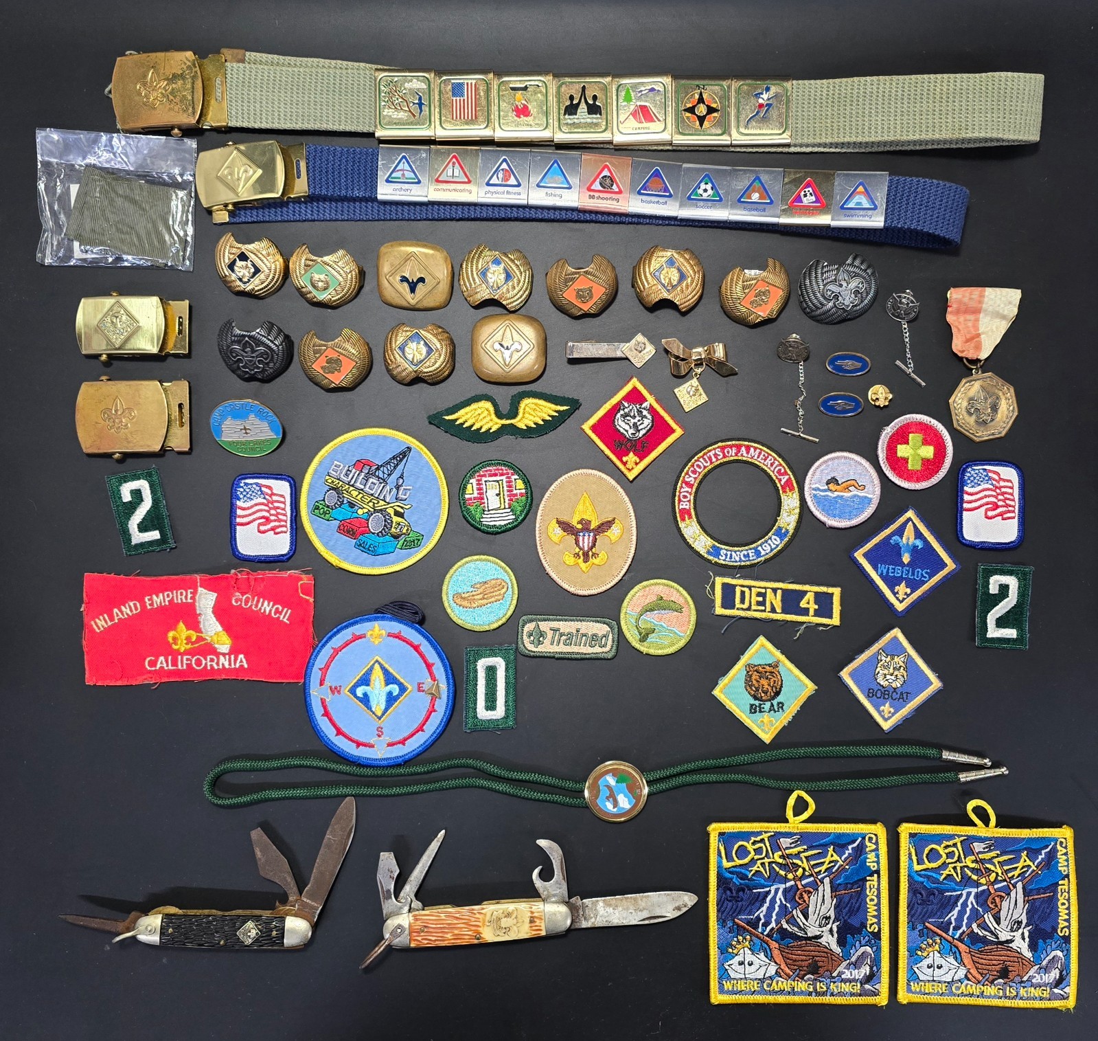 Boy Scouts of America 1980s Lot Patches Badges Pins Medals Neck Slides Beads