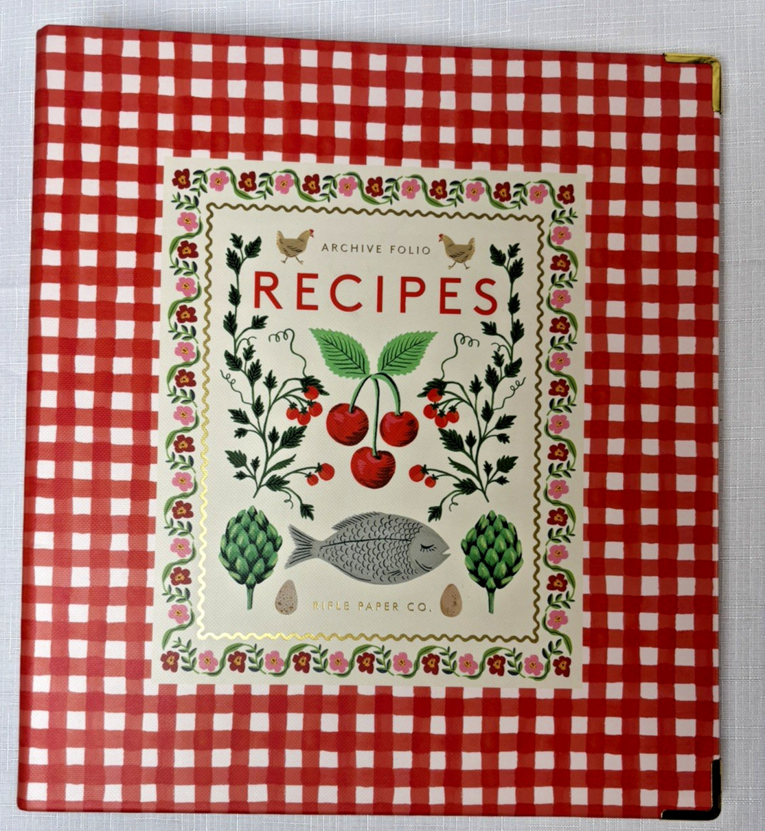 Rifle Paper Company Archive Folio Recipe Binder Red/White Checkered & Botanical