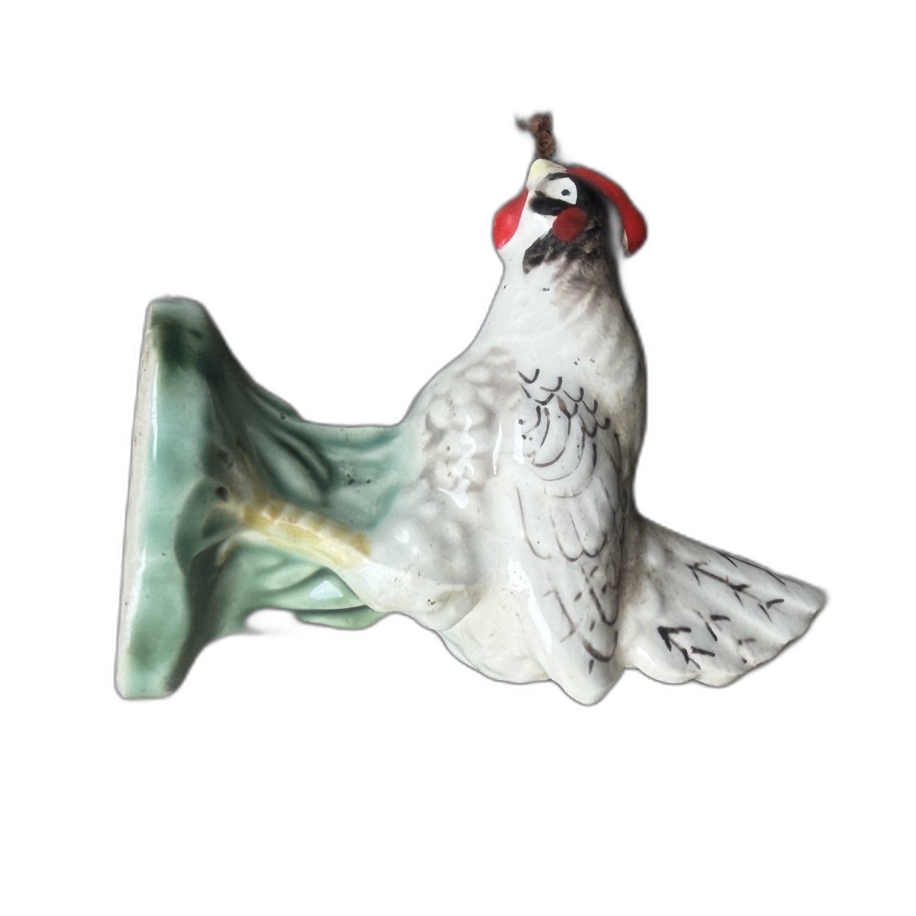 Vintage Ceramic Rooster Figurine White Red Comb
