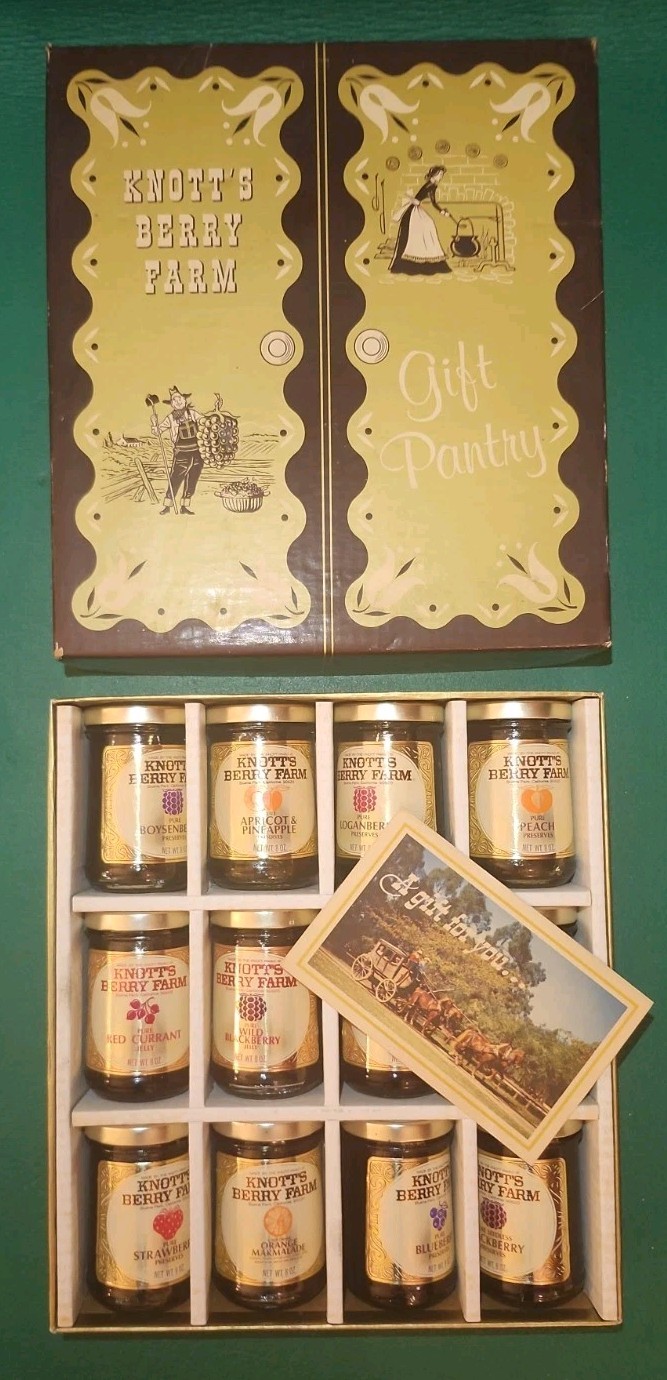 Knott’s Berry Farm Preserves Glass Jars Original Box Lids Set Of 12 Vtg 1970's