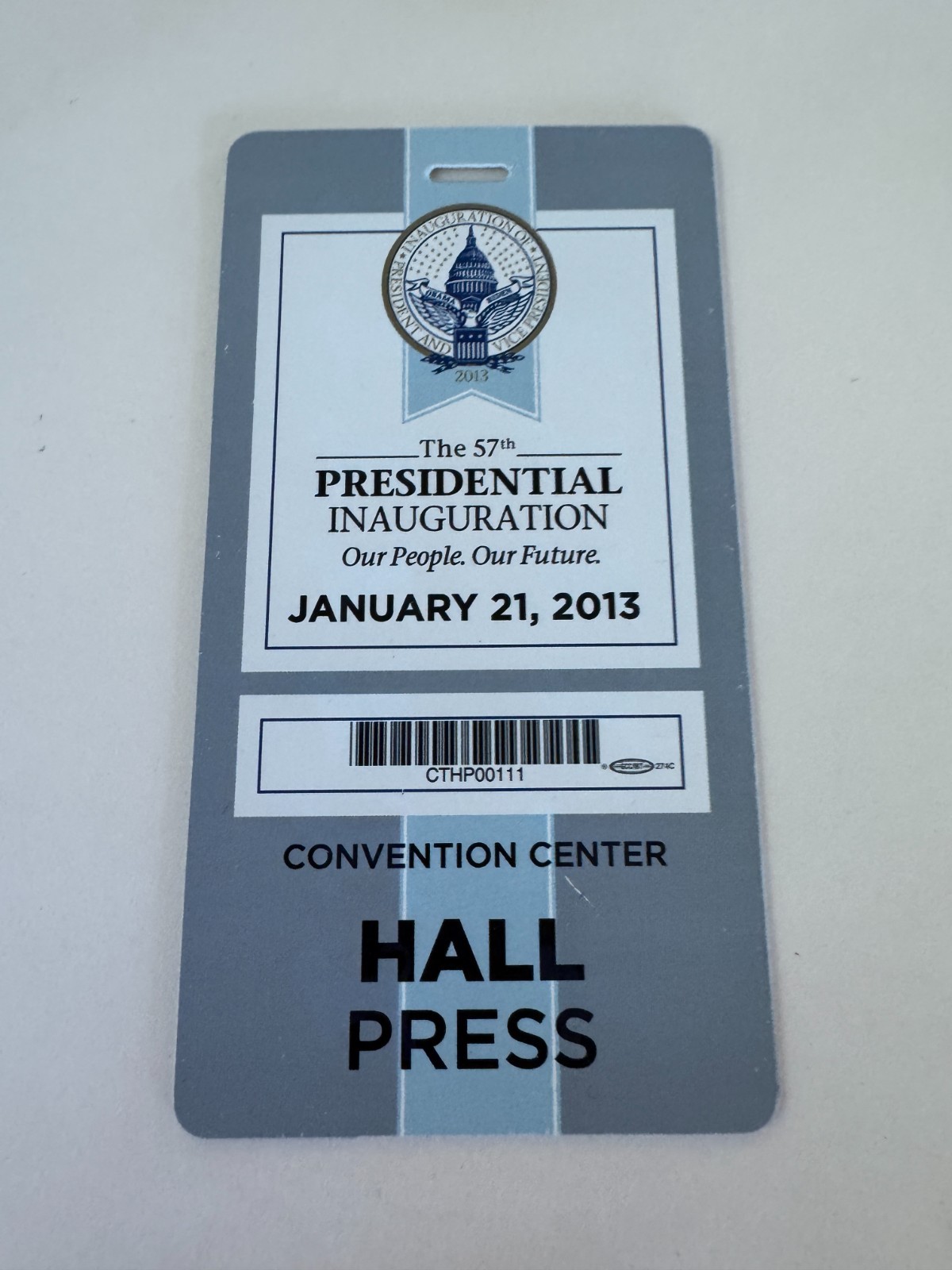 FREE SHIP 57th Presidential Inauguration Pass Obama Conv Ctr Hall Press 1/21