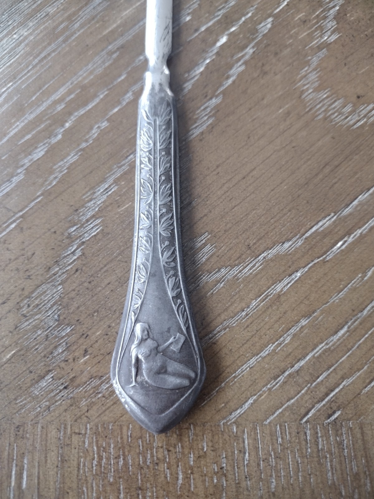 Pretty Antique Art Nouveau Jugendstil Letter Opener Ornate Reclining Nude Woman Pretty Antique Art Nouveau Jugendstil Letter Opener Ornate Reclining Nude Woman