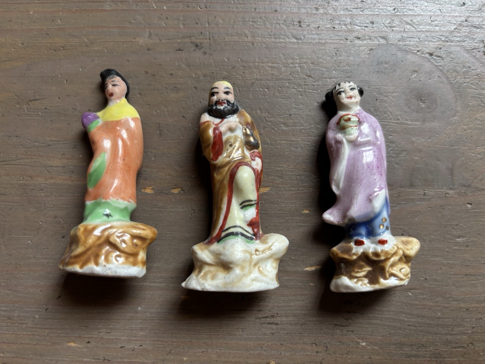 3 Vintage Asian Porcelain Figural Miniatures Chinese Style Figurines