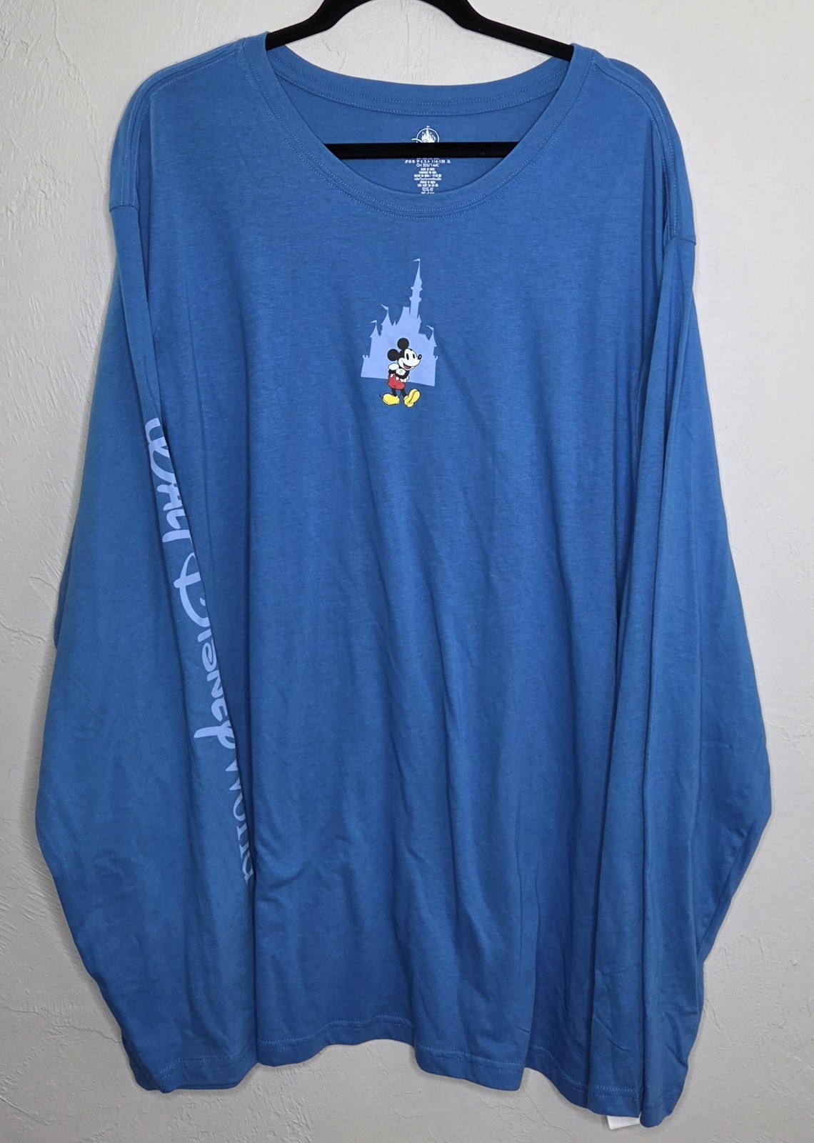 *NEW Disney Park Walt Disney World Blue Long Sleeve Mickey Mouse Castle Shirt 3X