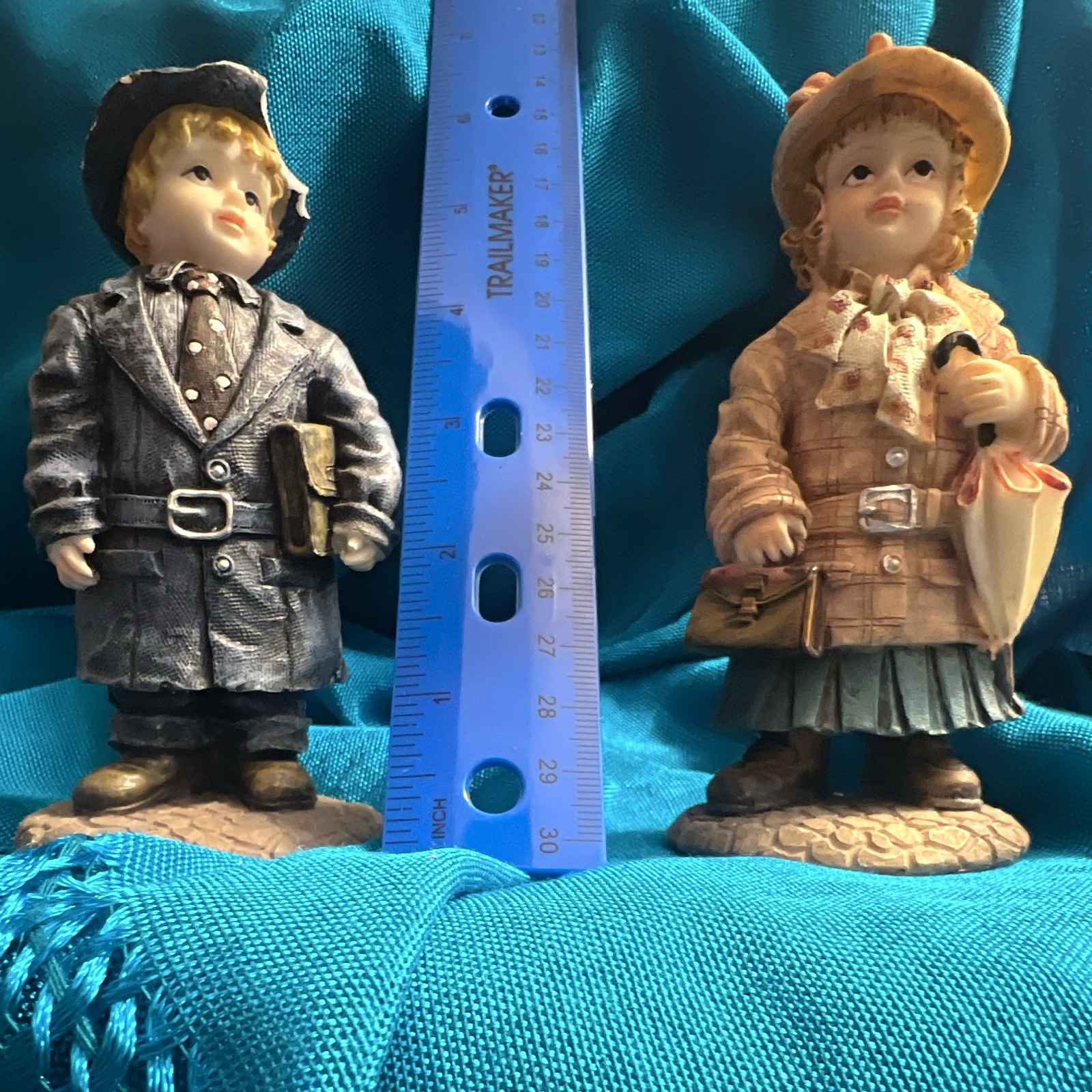 Vintage K's Collection Resin Figurine Set - Boy and Girl School Dress Up 5.5