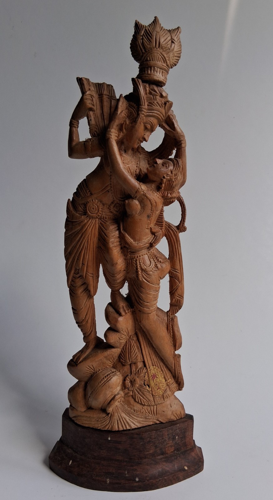 Vintage Radha & Krishna Sandalwood Statue