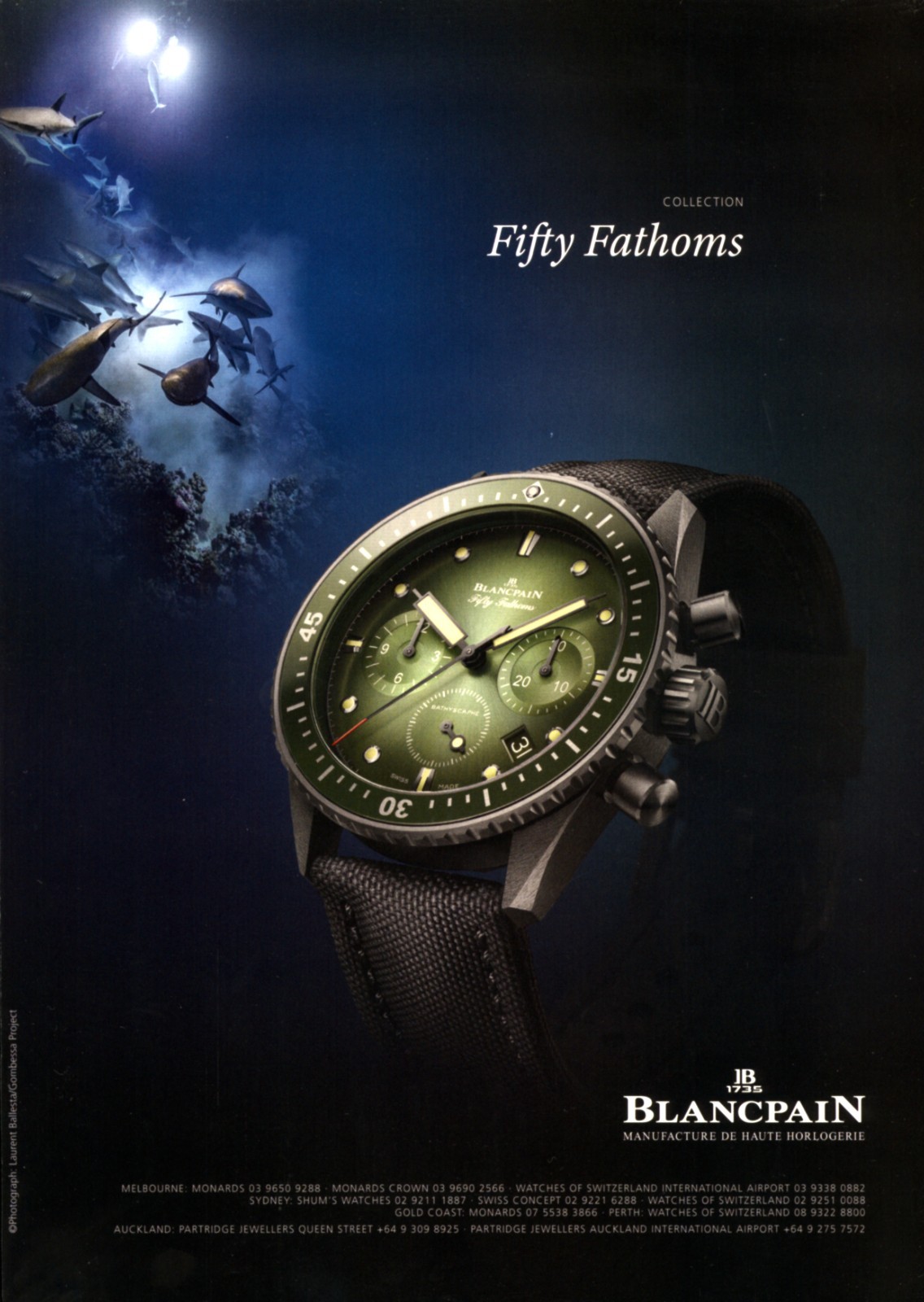 BLANCPAIN Fifty Fathoms Watch Original Magazine Print Ad