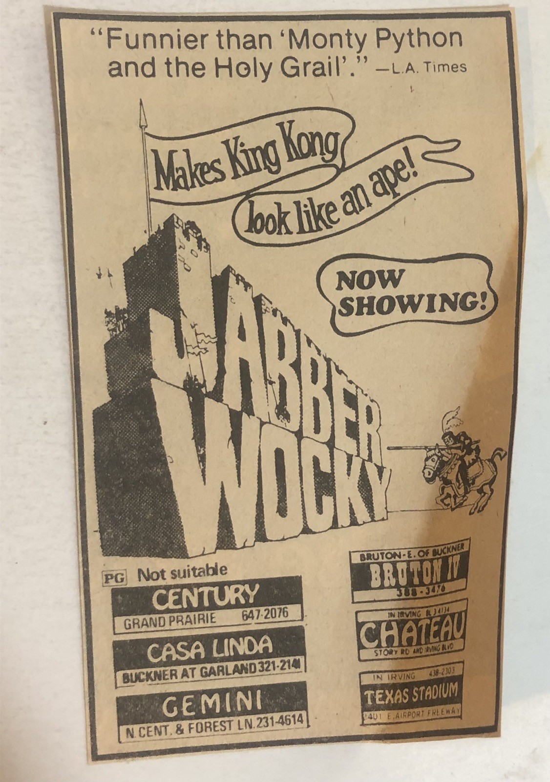 Jabberwocky Terry Gilliam 1977 Vtg Print Ad Tpa36