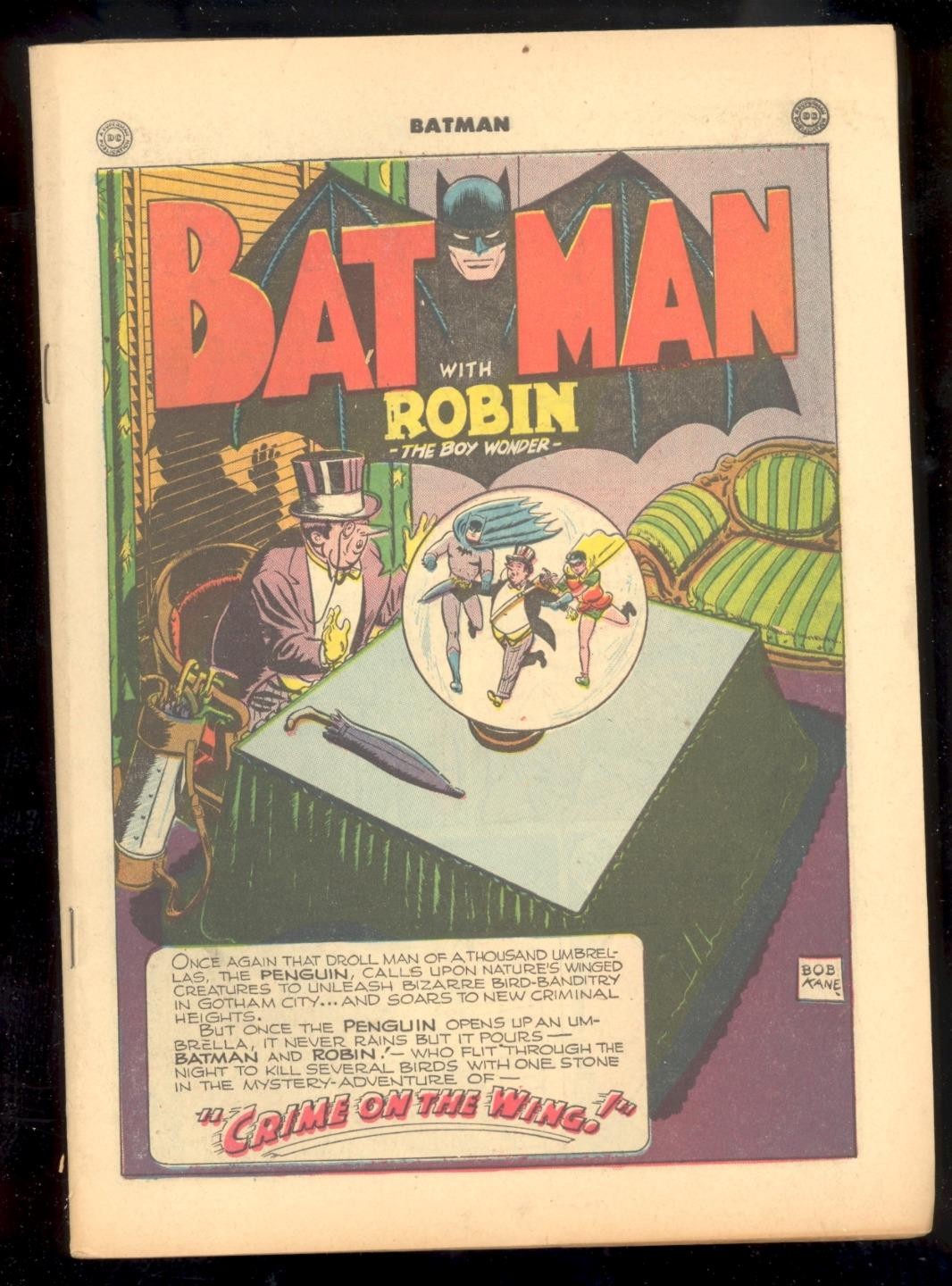 BATMAN #33 FEB 1940  COVERLESS SOLID PIECE SUPPLE PAGES PENGUIN JACKAL