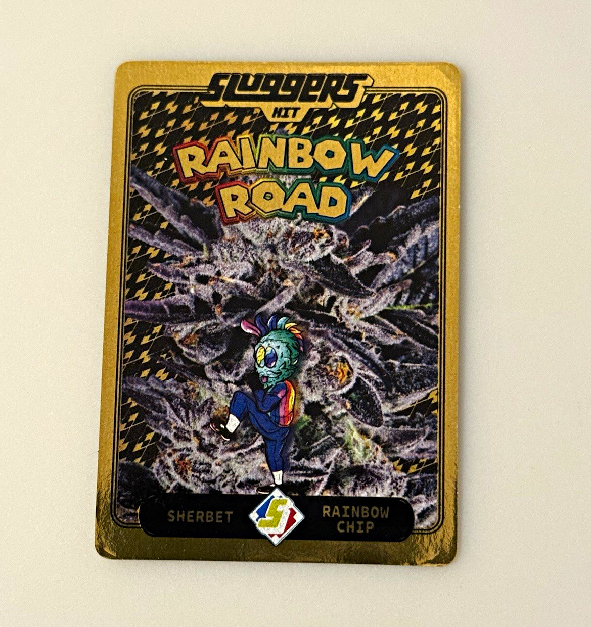 Sluggers Hit Rainbow Road Gold card, rare gold version. Sherbert, rainbow chip