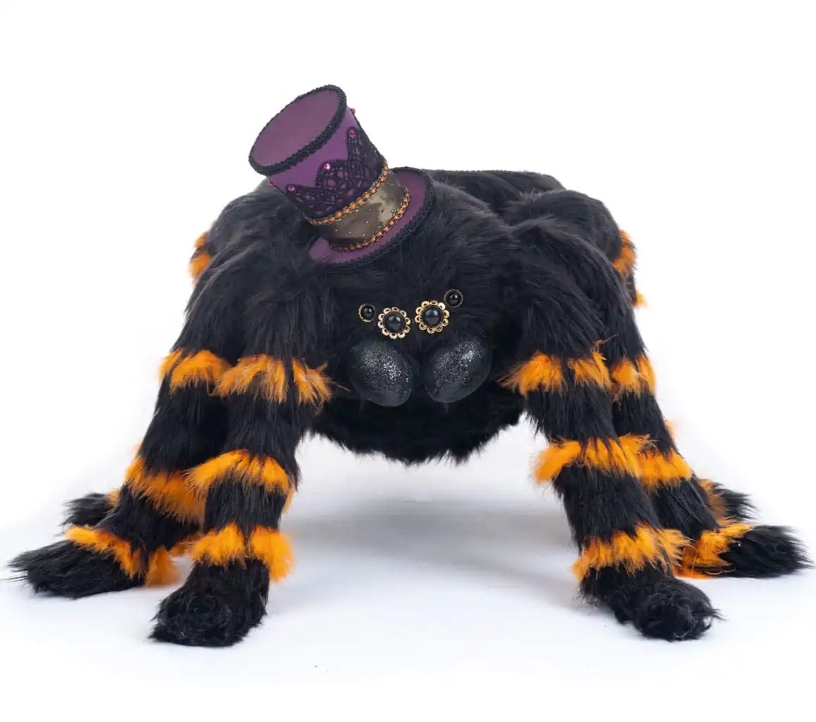 Katherine\'s Collection Hollow Fluffy Spider Halloween Candy Bowl Decor