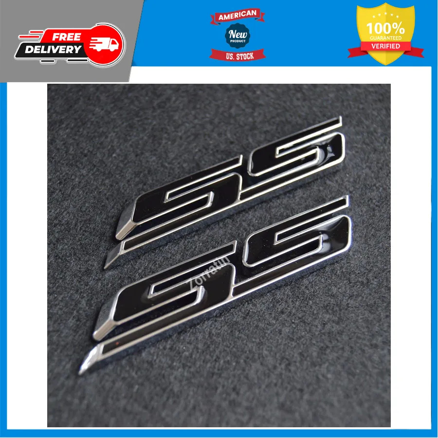 2Pcs Slant SS Fender Emblem Badge Fits Chevrolet Camaro Impala Malibu Trunk 2Pcs Slant SS Fender Emblem Badge Fits Chevrolet Camaro Impala Malibu Trunk