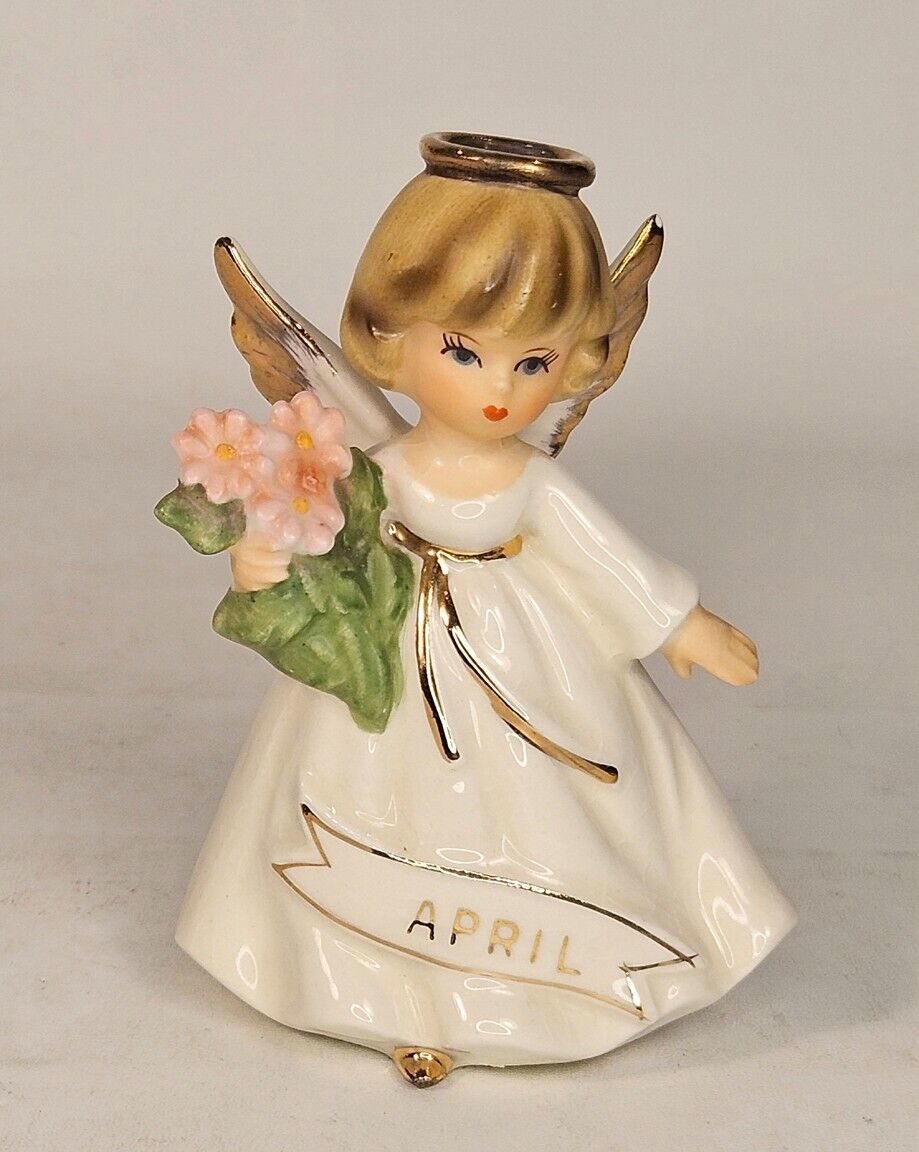 Vintage Birthday Angel Figurine April Enesco Japan