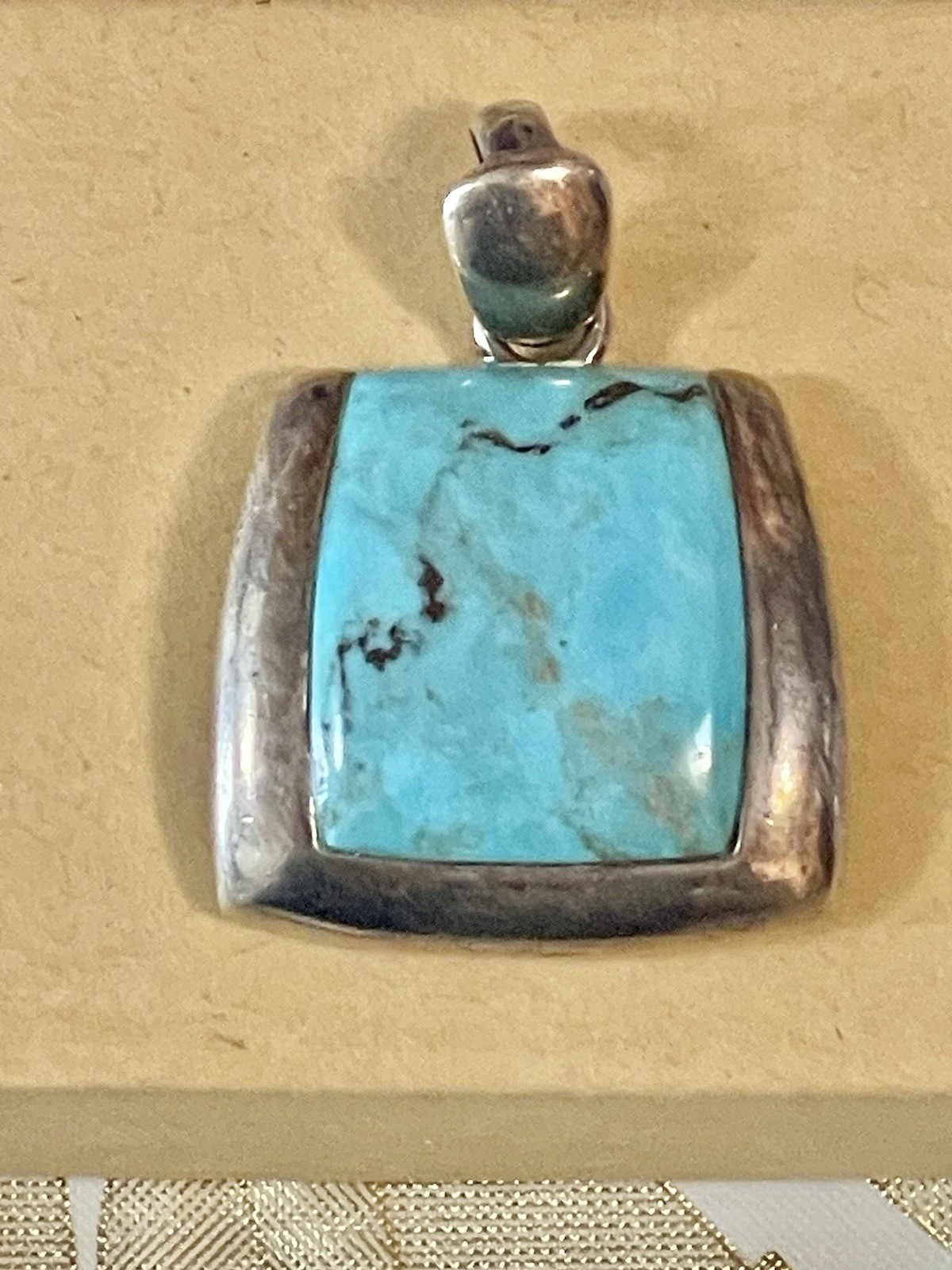 VTG Sterling Silver Turquoise Pendant Thailland Heavy
