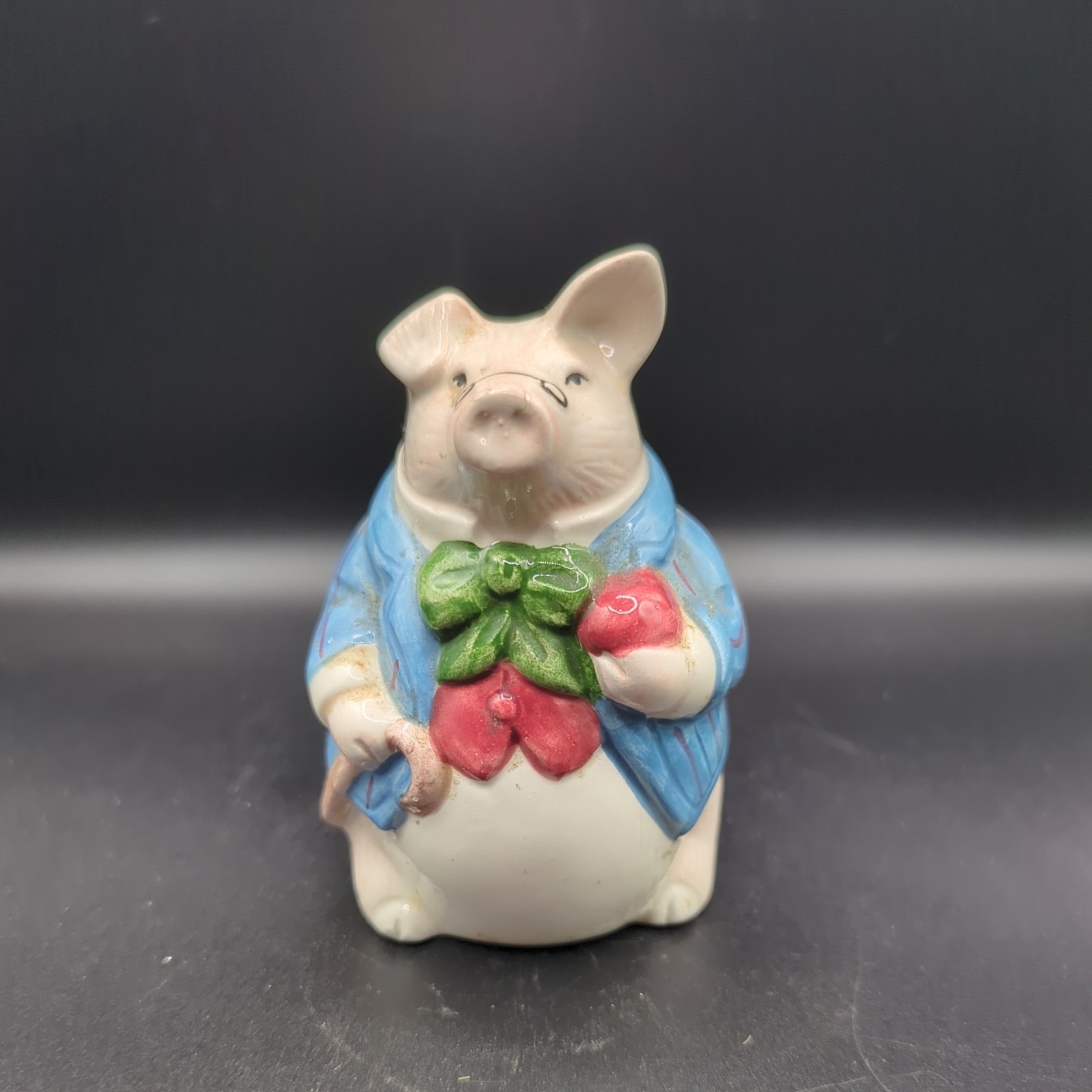 Vintage 1987 Fitz & Floyd Pig Salt Shaker Hand Painted Farmhouse Kitchen Taiwan